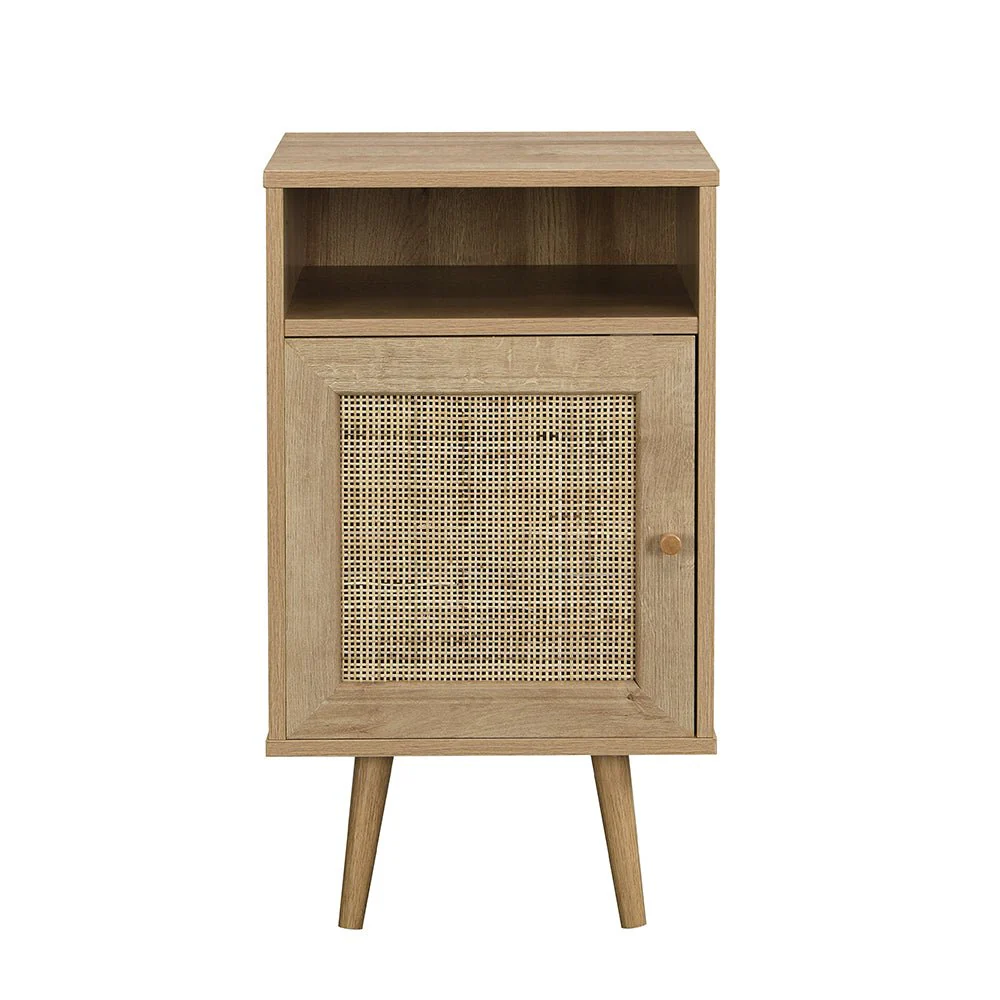 Frances Woven Rattan 1-Door Bedside Table in Natural Colour - Image 4