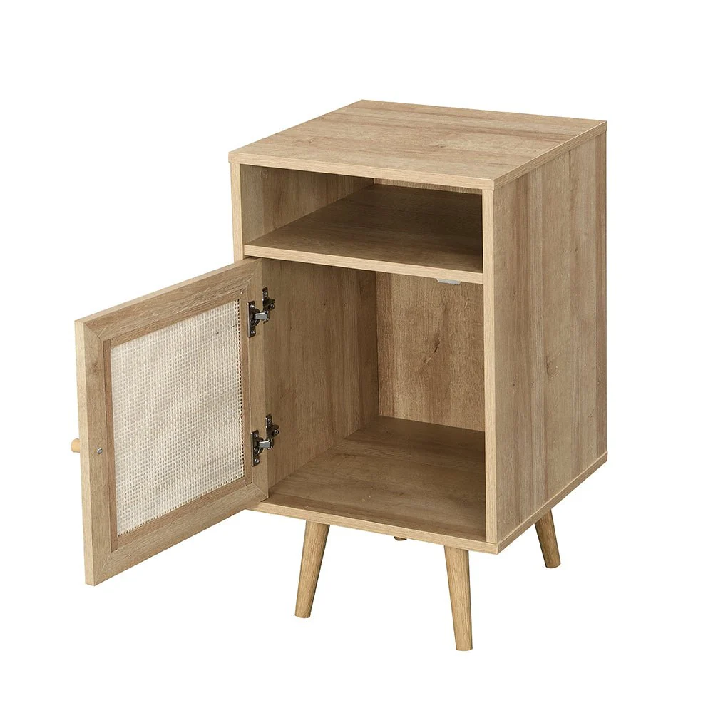 Frances Woven Rattan 1-Door Bedside Table in Natural Colour - Image 6