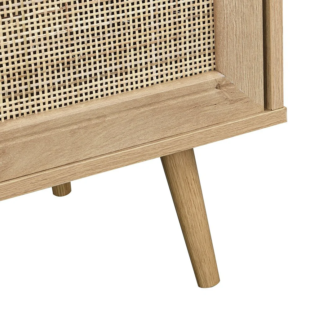 Frances Woven Rattan 1-Door Bedside Table in Natural Colour - Image 9