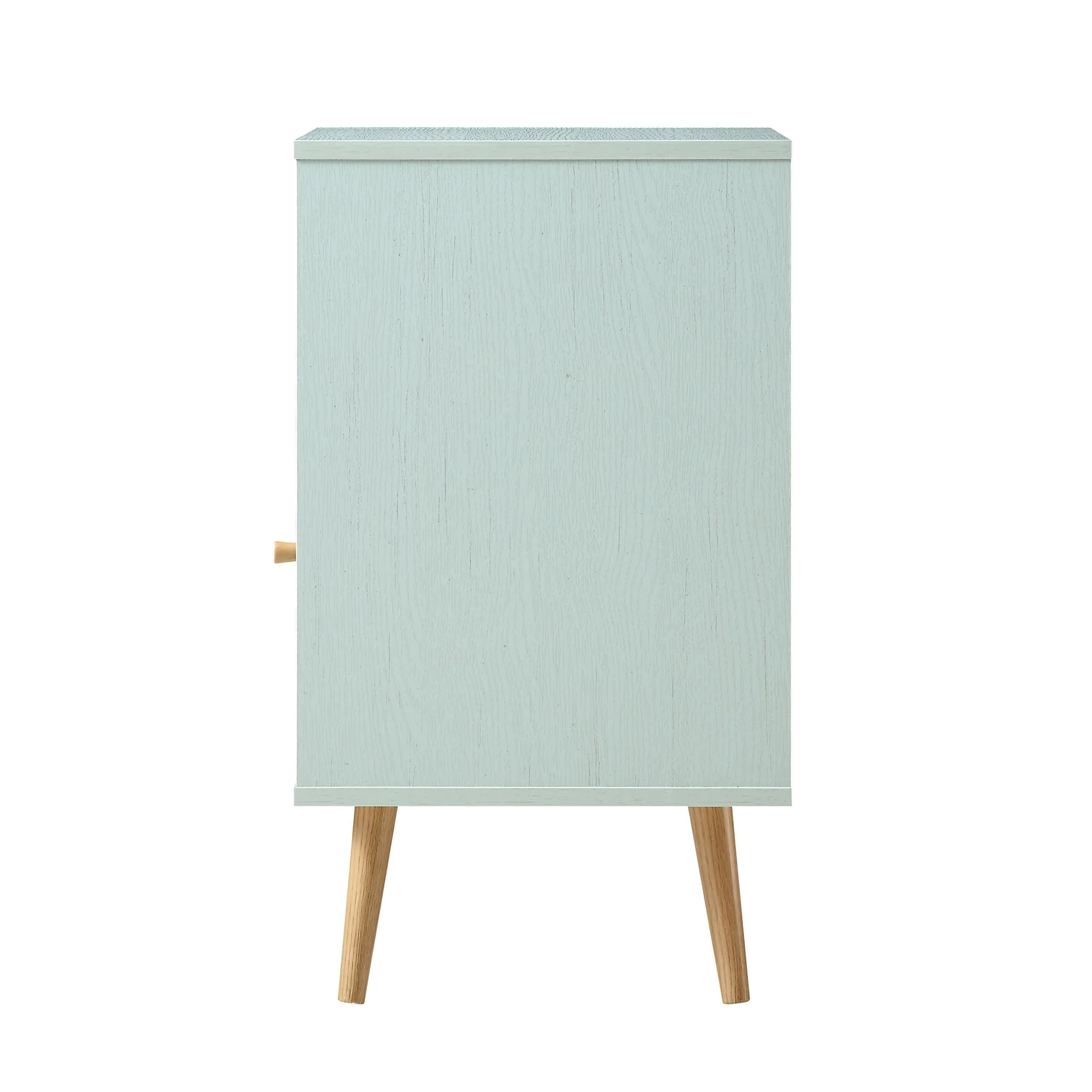Frances Woven Rattan 1-Door Bedside Table in Mint - Image 8