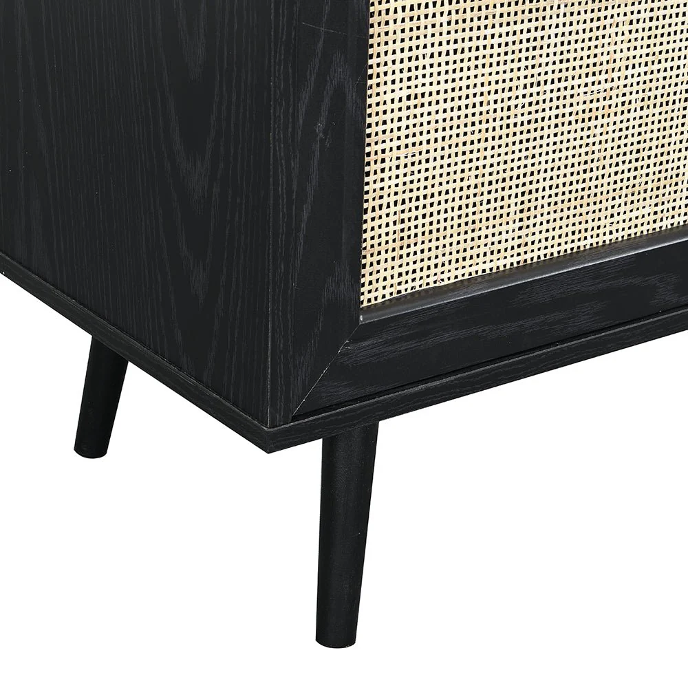 Frances Woven Rattan 1-Door Cabinet in Black - Image 7