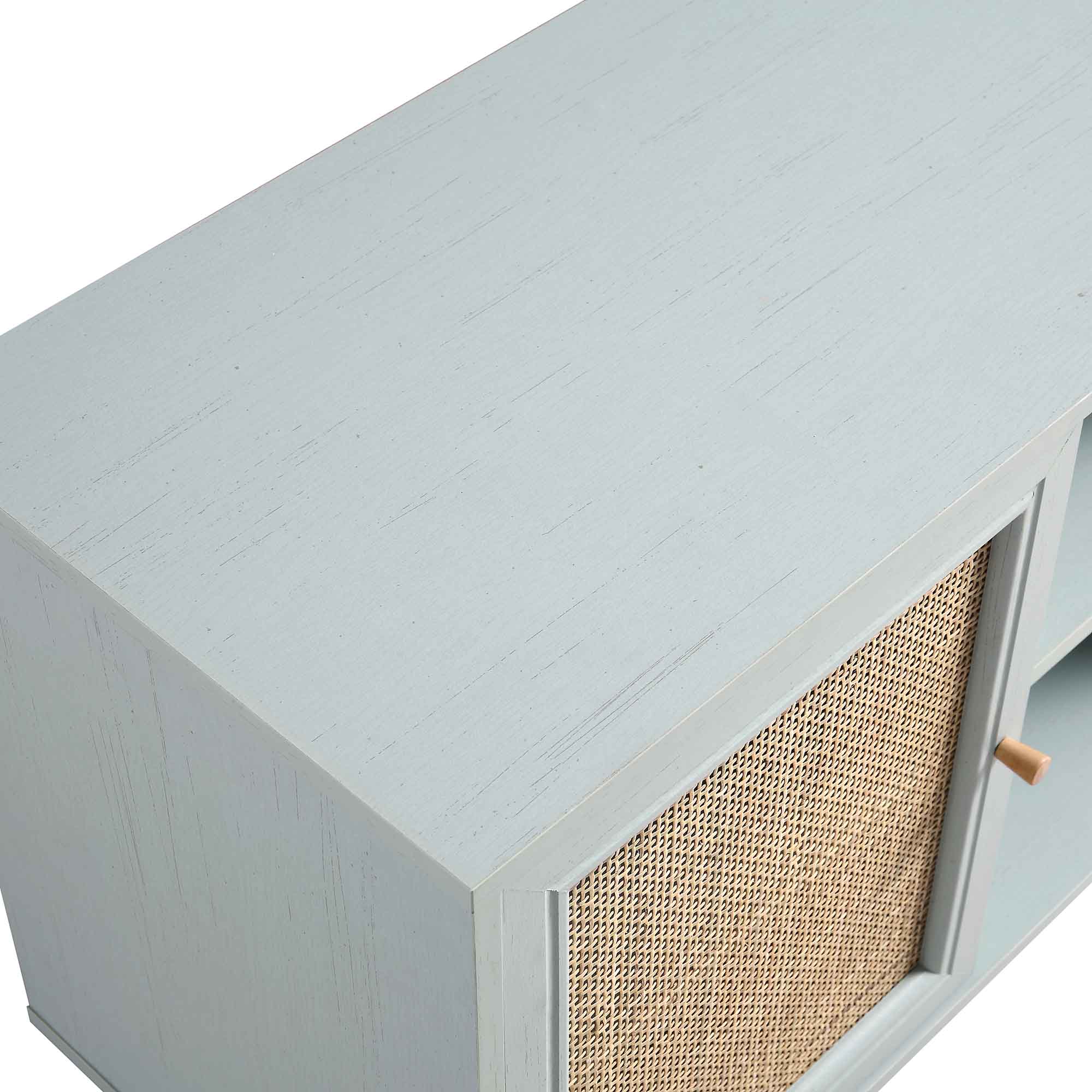 Frances Woven Rattan 1-Door Cabinet in Mint - Image 9