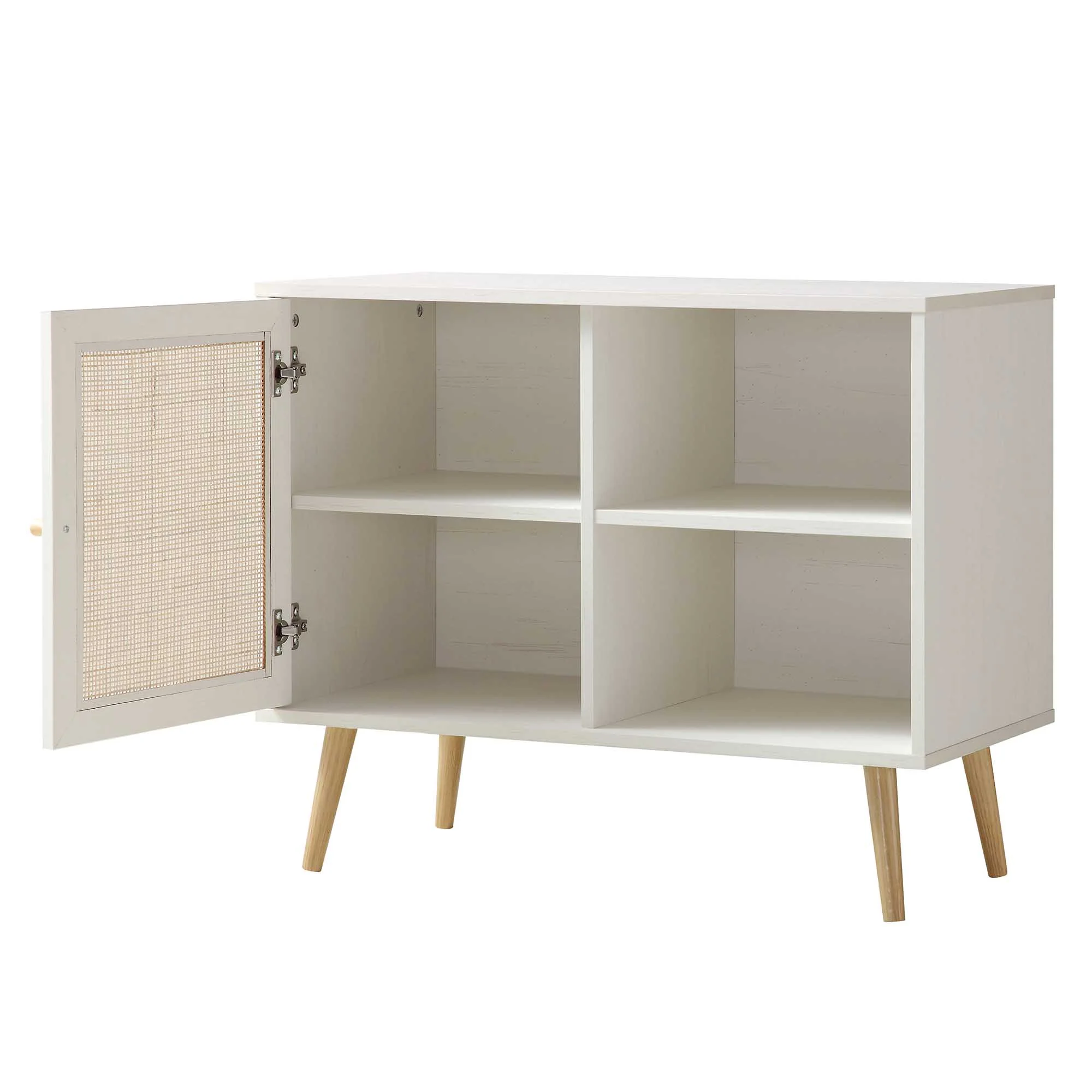 Frances Woven Rattan 1-Door Cabinet in White - Image 6