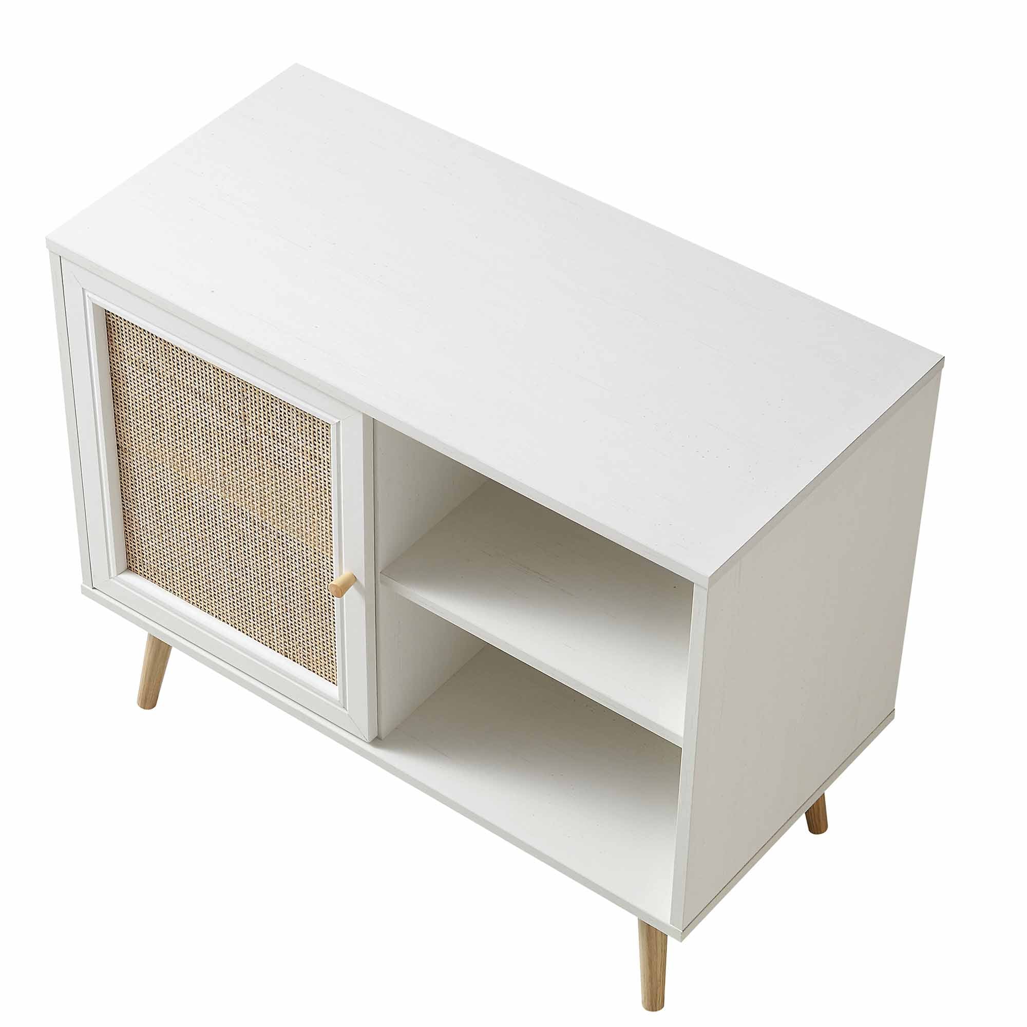 Frances Woven Rattan 1-Door Cabinet in White - Image 7