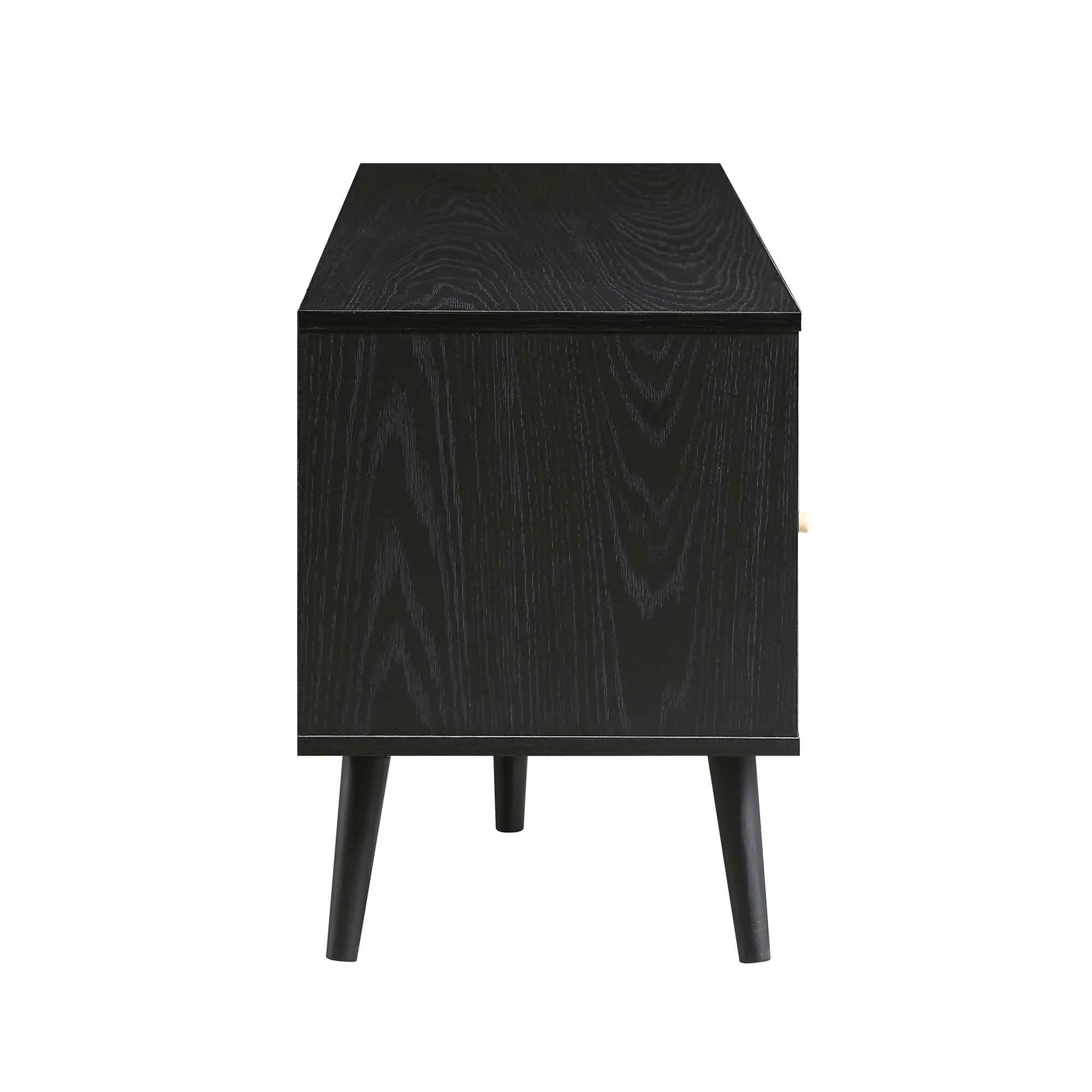 Frances Woven Rattan 160cm 3-Drawer TV Unit, Black - Image 9