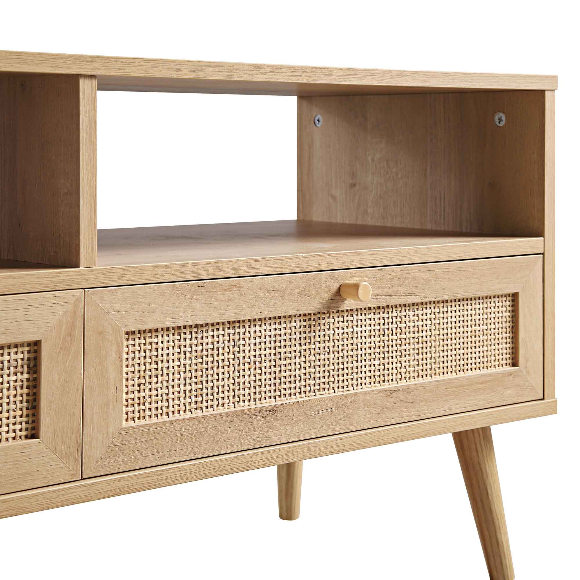 Frances Woven Rattan 160cm 3-Drawer TV Unit, Natural - Image 11