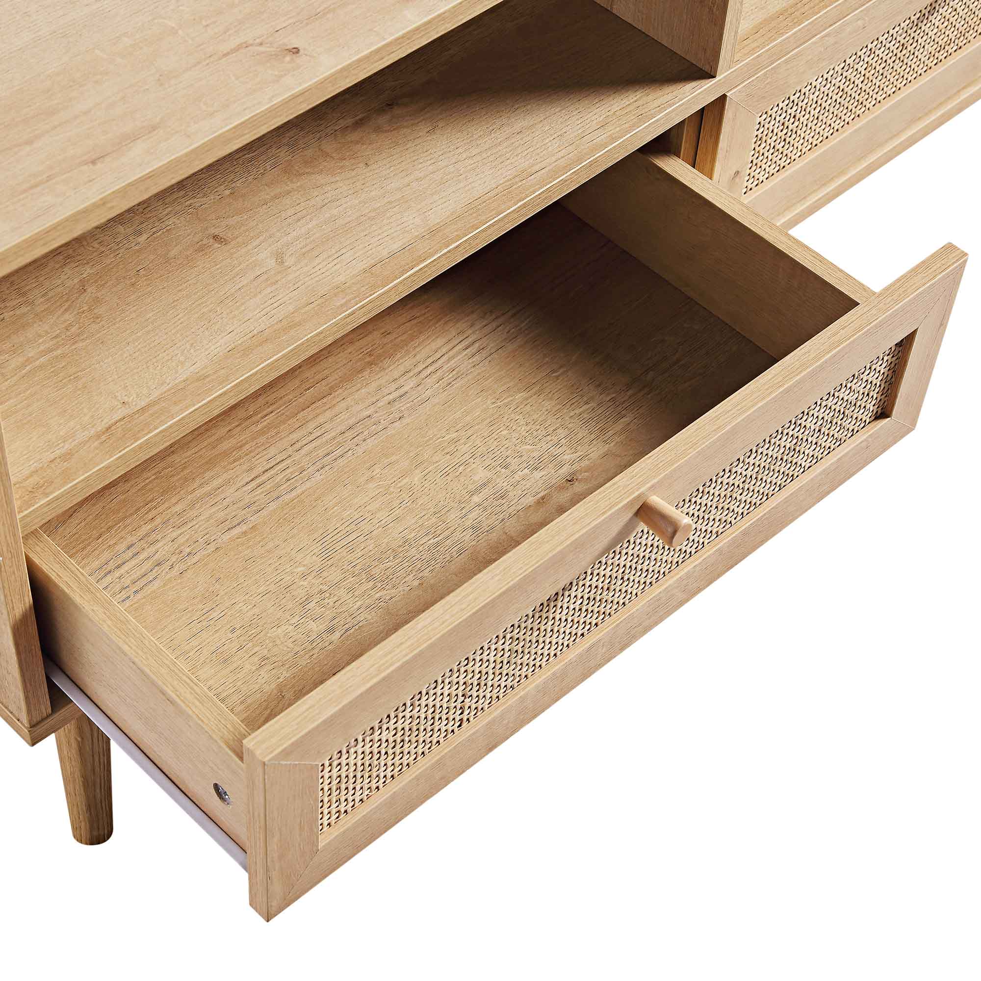 Frances Woven Rattan 160cm 3-Drawer TV Unit, Natural - Image 12