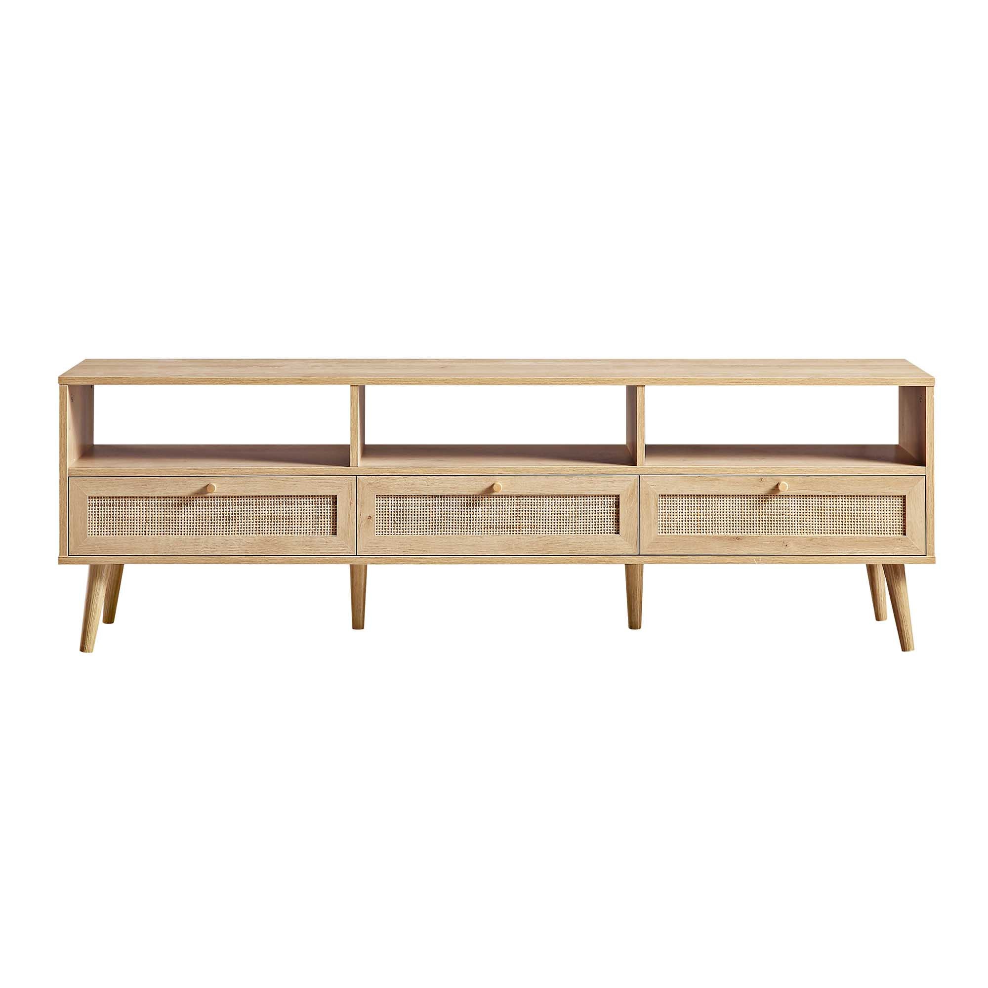 Frances Woven Rattan 160cm 3-Drawer TV Unit, Natural - Image 4