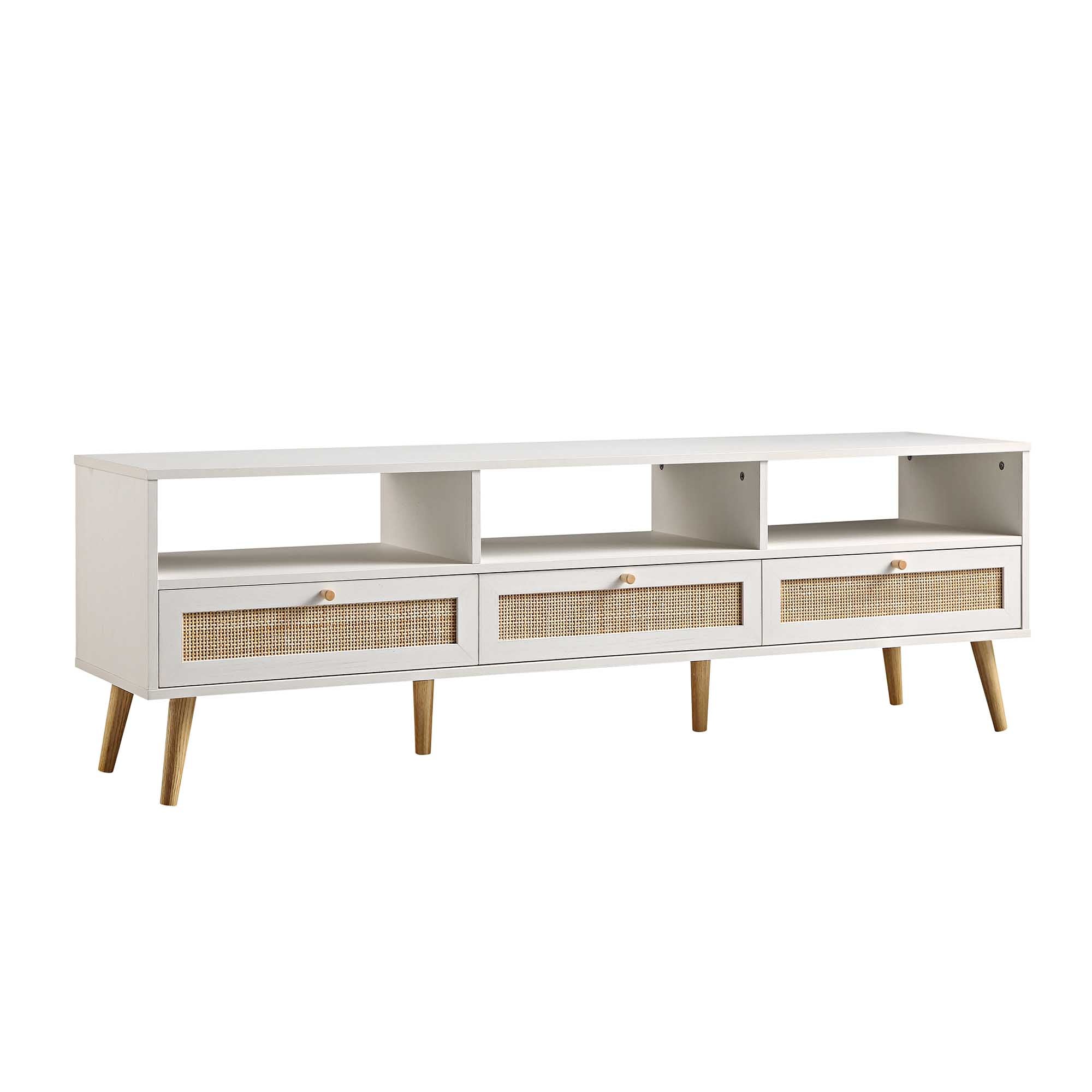 Frances Woven Rattan 160cm 3-Drawer TV Unit, White - Image 5