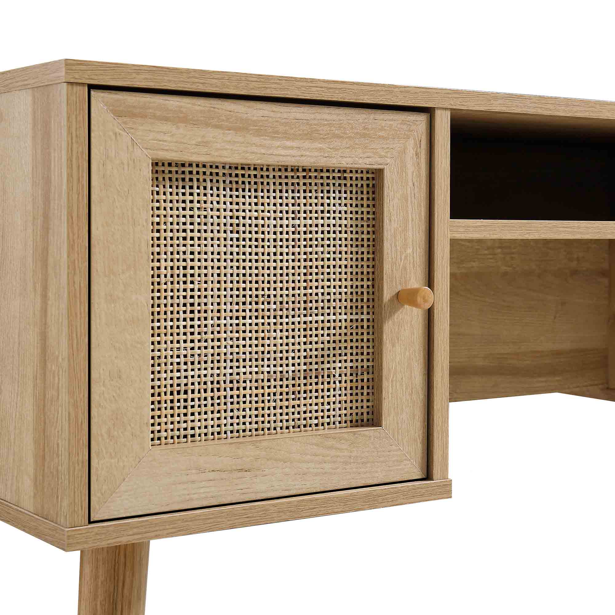 Frances Woven Rattan 2-Door Desk, Natural - Image 10