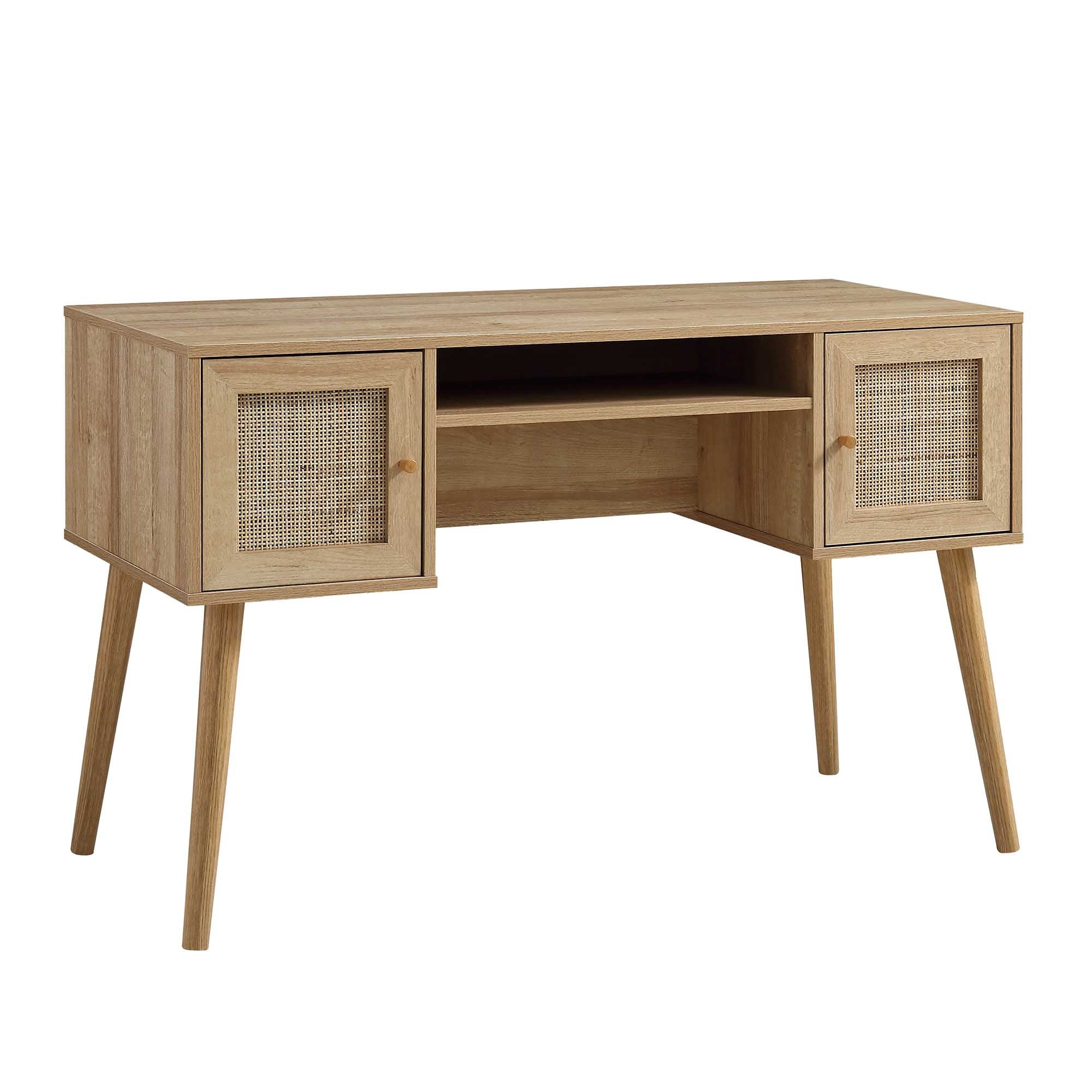 Frances Woven Rattan 2-Door Desk, Natural - Image 4