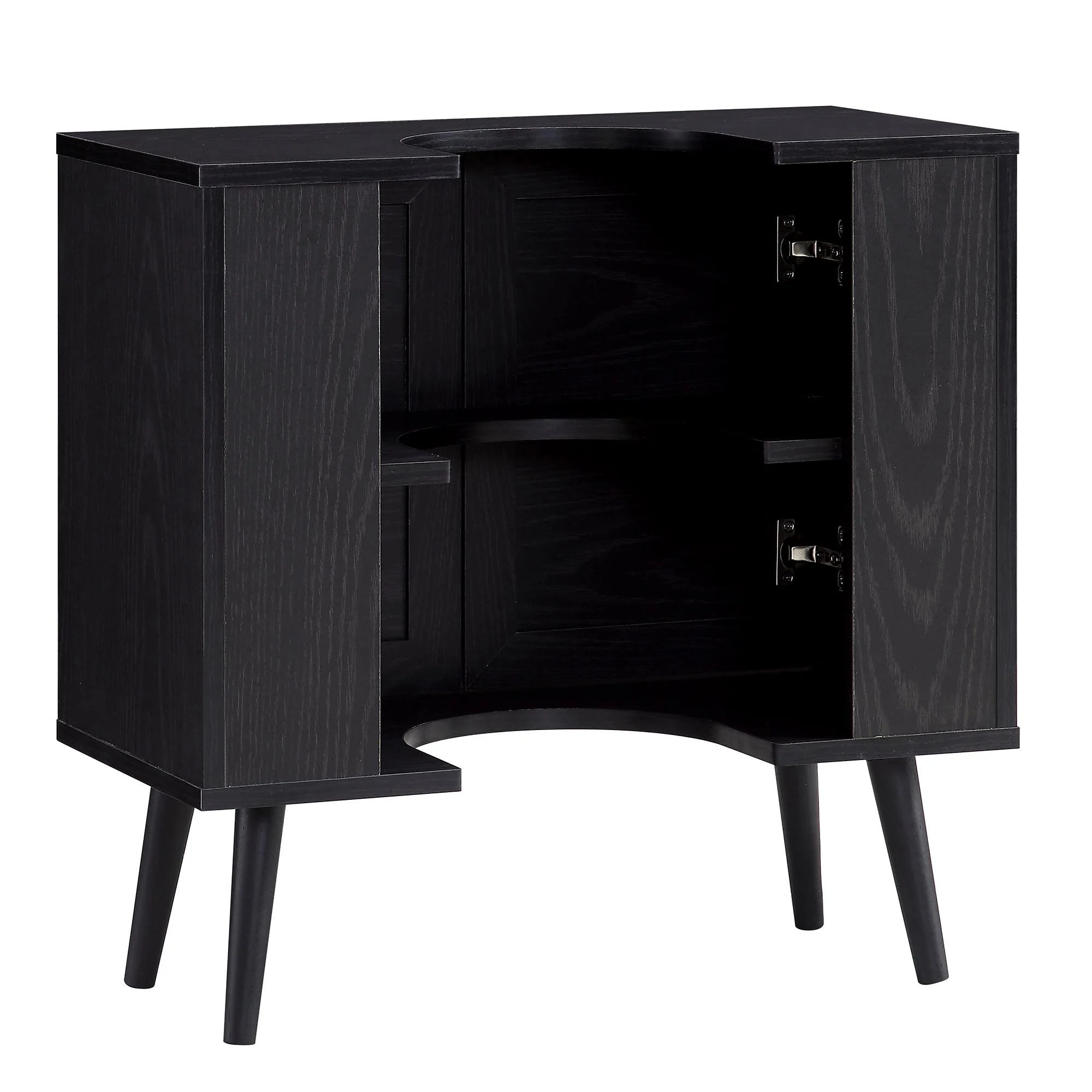 Frances Woven Rattan 2-Door Bathroom Undersink Unit, Black - Image 9