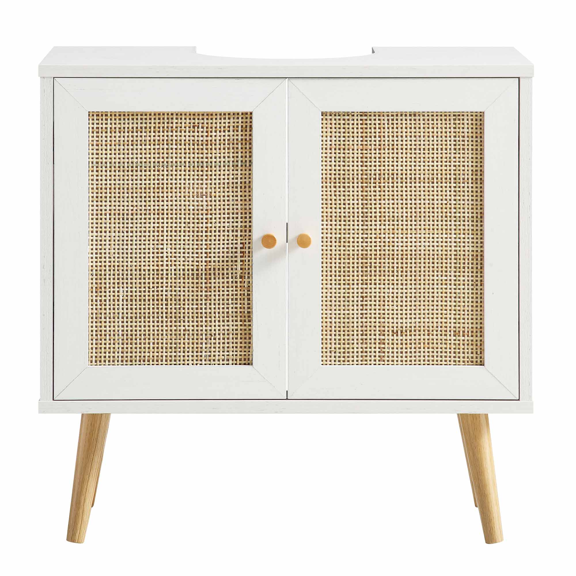 Frances Woven Rattan 2-Door Bathroom Undersink Unit, White - Image 5