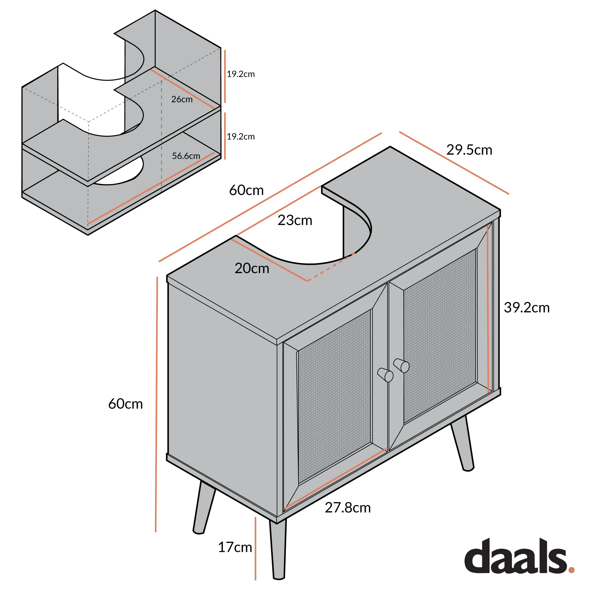 Frances Woven Rattan 2-Door Bathroom Undersink Unit, White - Image 6
