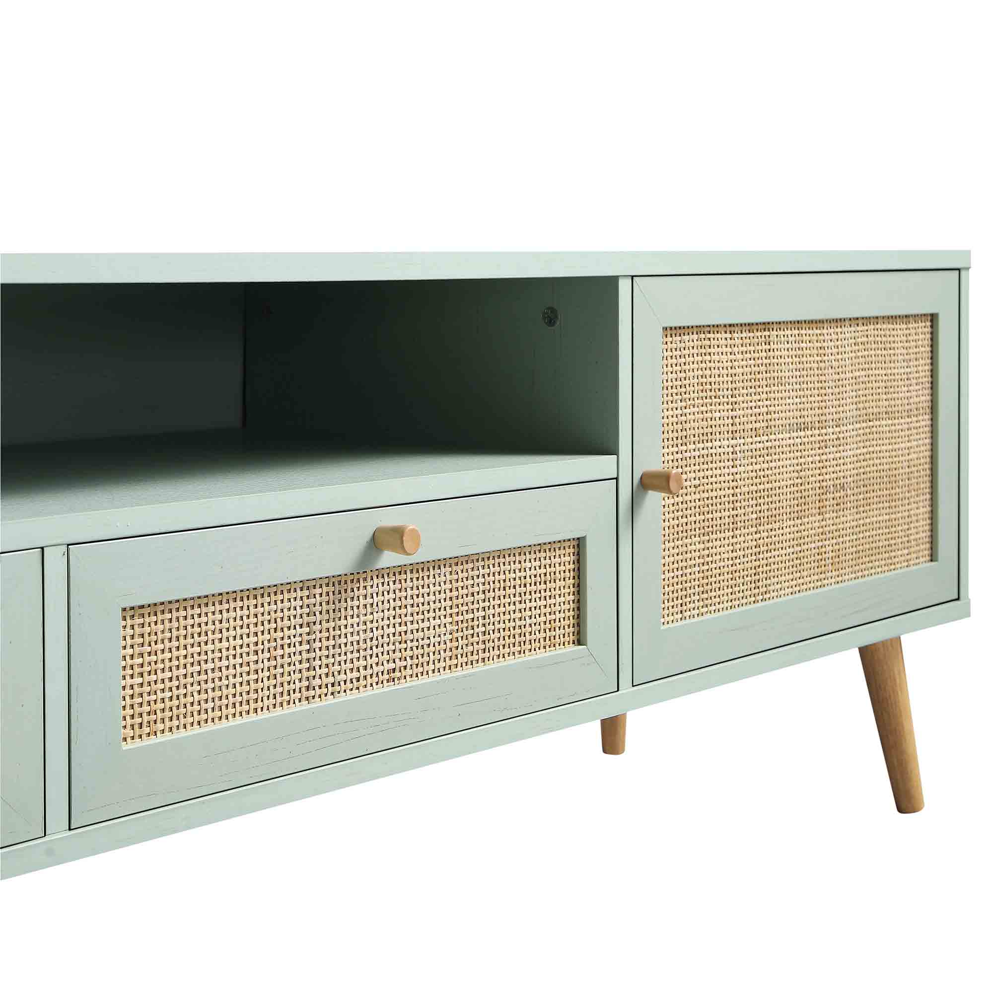 Frances Woven Rattan 200cm Wide TV Unit, Mint - Image 11