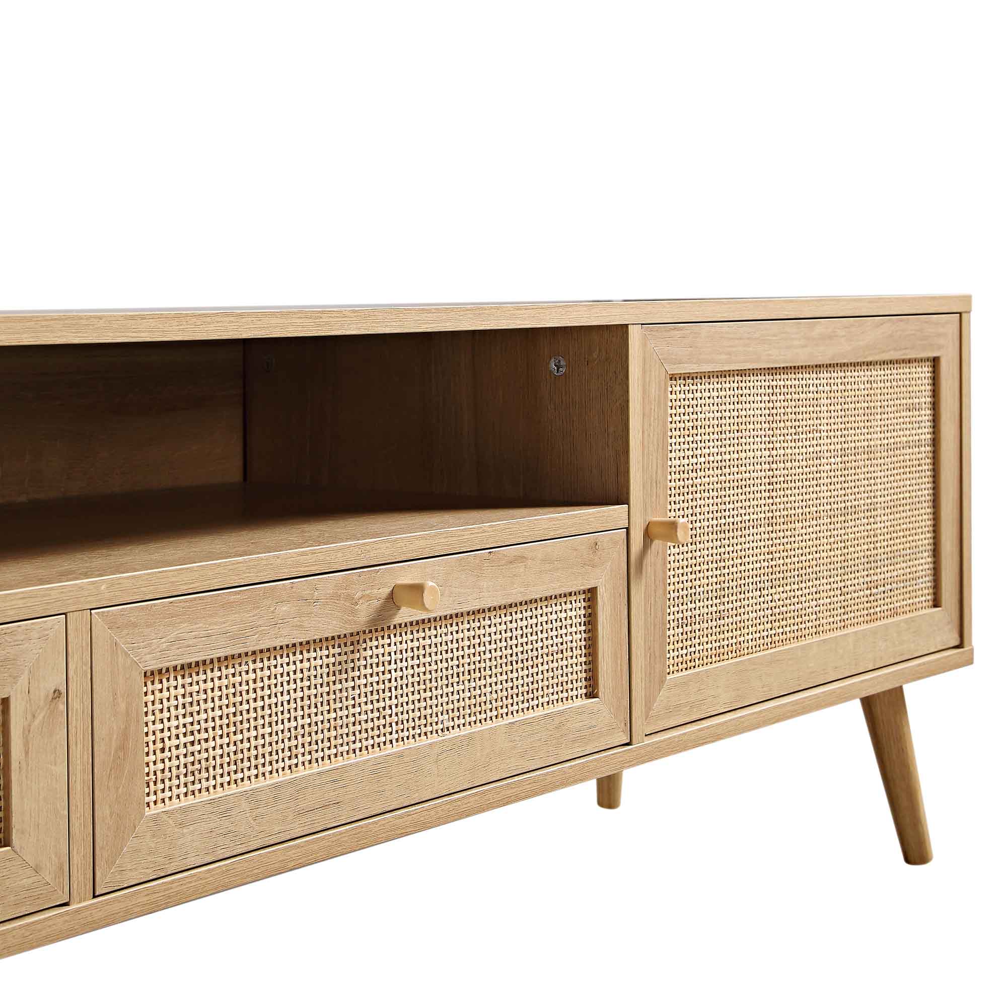 Frances Woven Rattan 200cm Wide TV Unit, Natural - Image 11