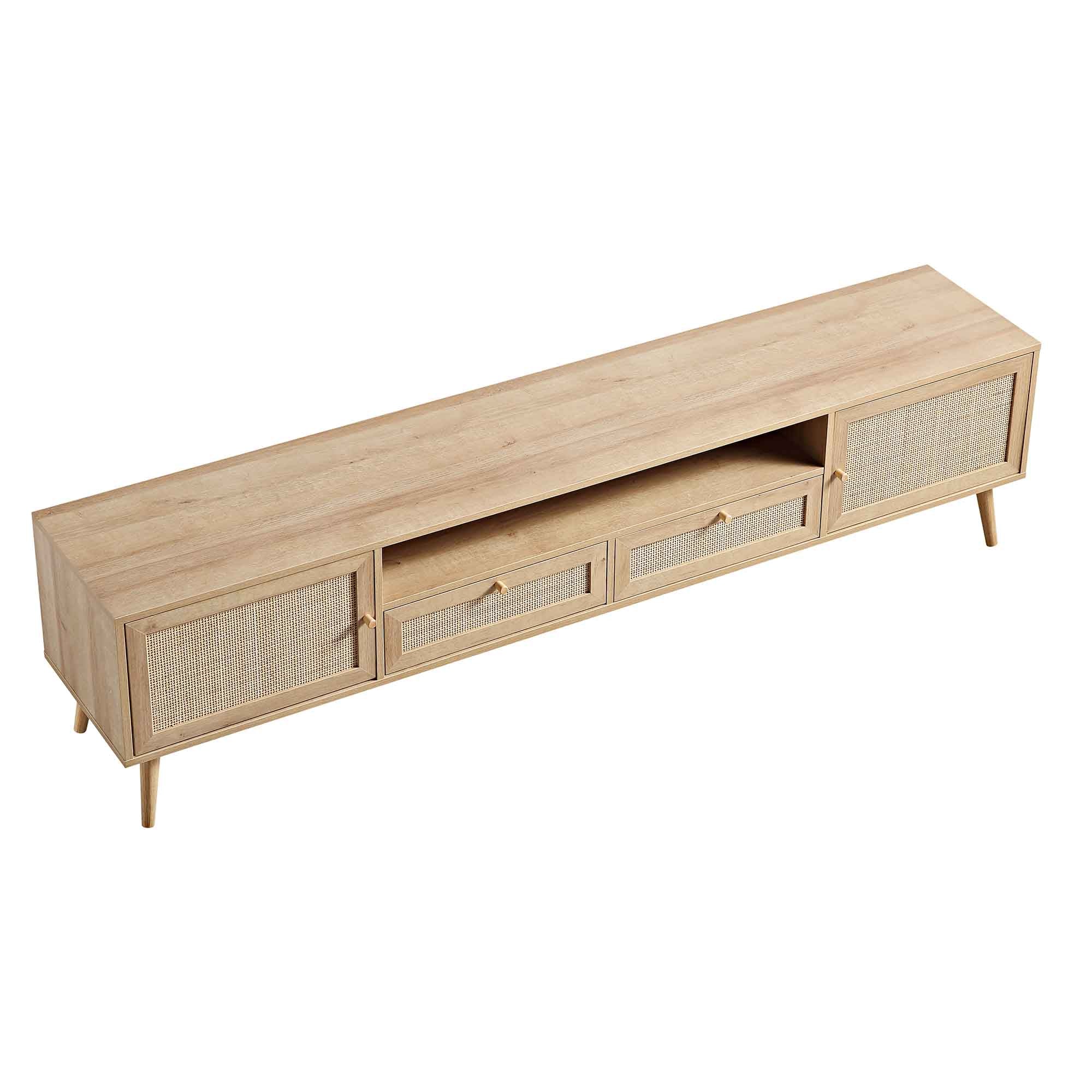 Frances Woven Rattan 200cm Wide TV Unit, Natural - Image 8