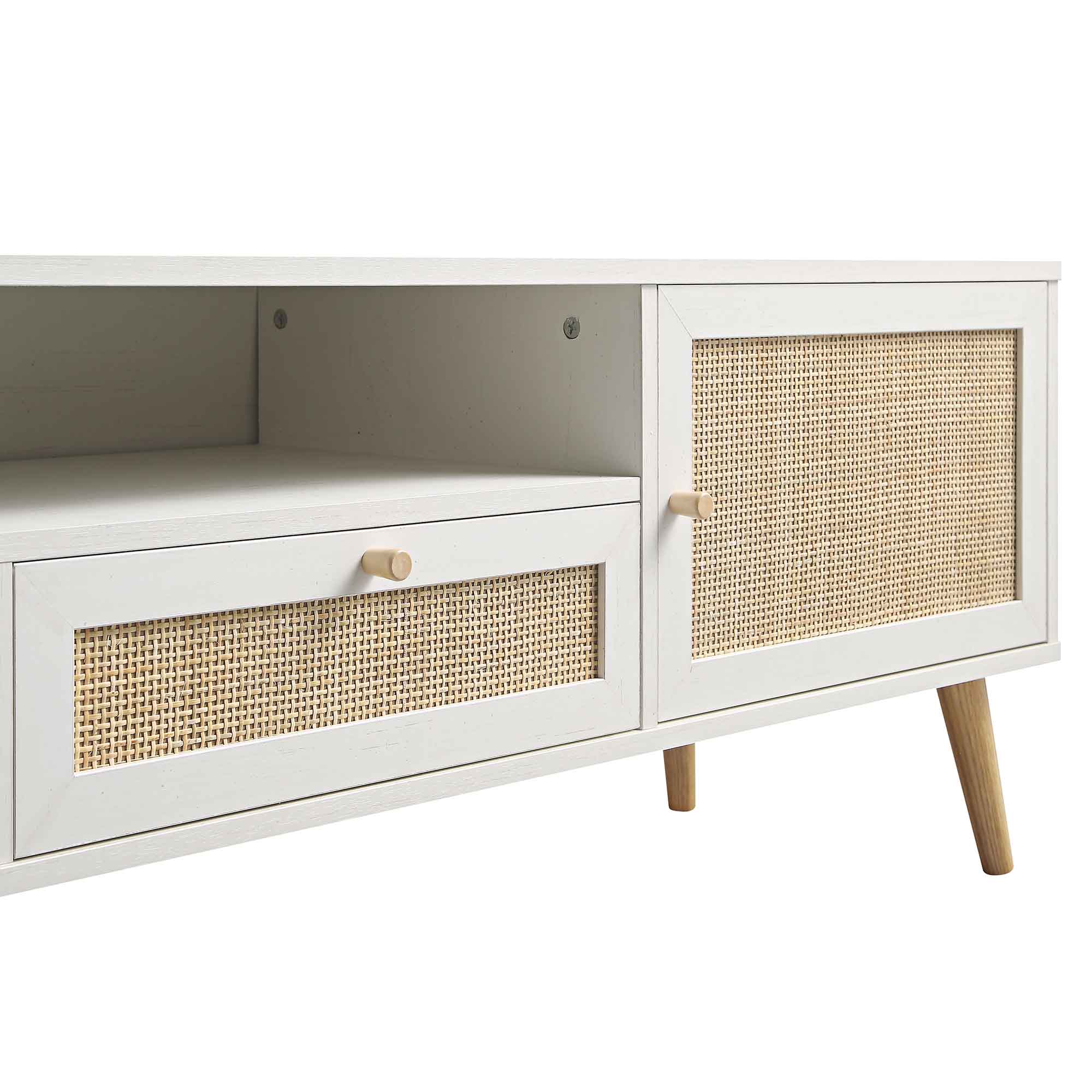 Frances Woven Rattan 200cm Wide TV Unit, White - Image 11