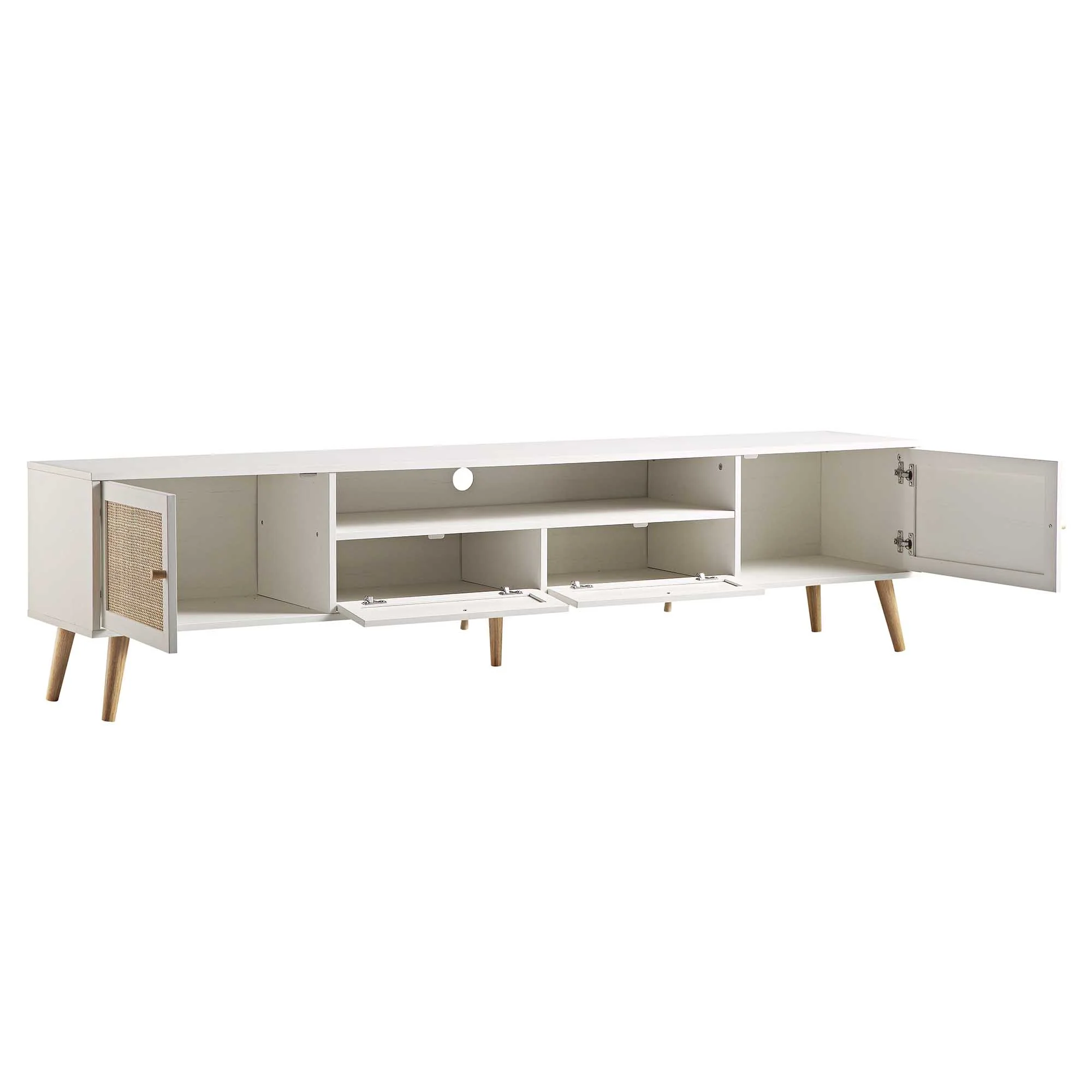 Frances Woven Rattan 200cm Wide TV Unit, White - Image 7