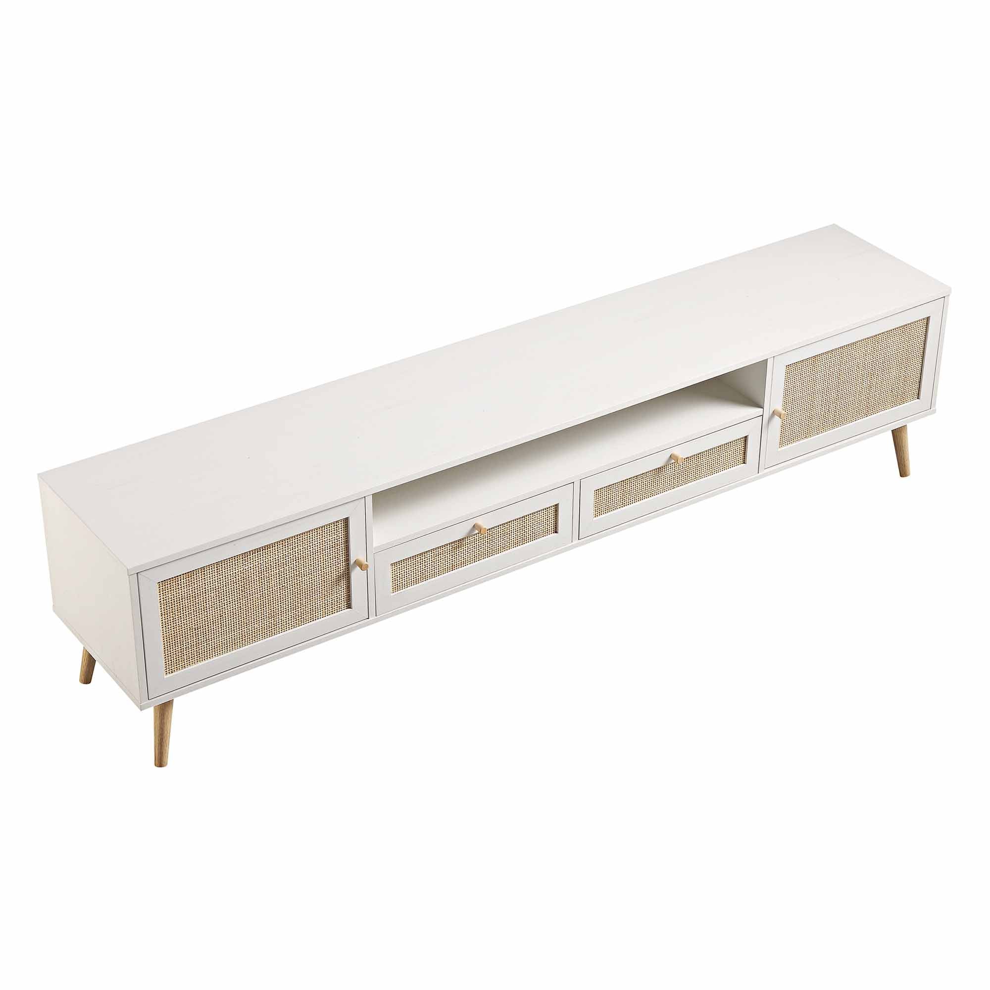 Frances Woven Rattan 200cm Wide TV Unit, White - Image 8