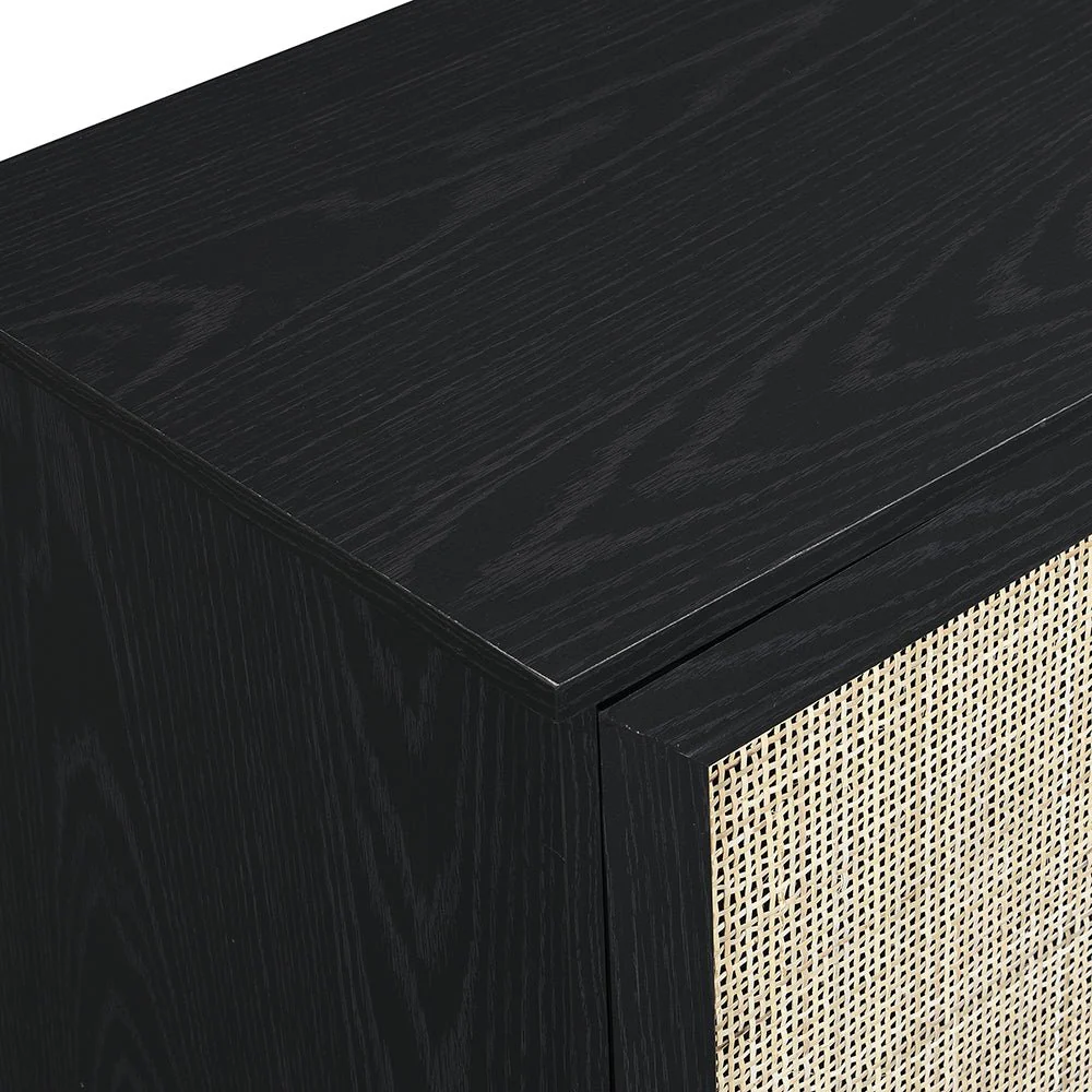 Frances Woven Rattan 3-Door Sideboard, Black - Image 7