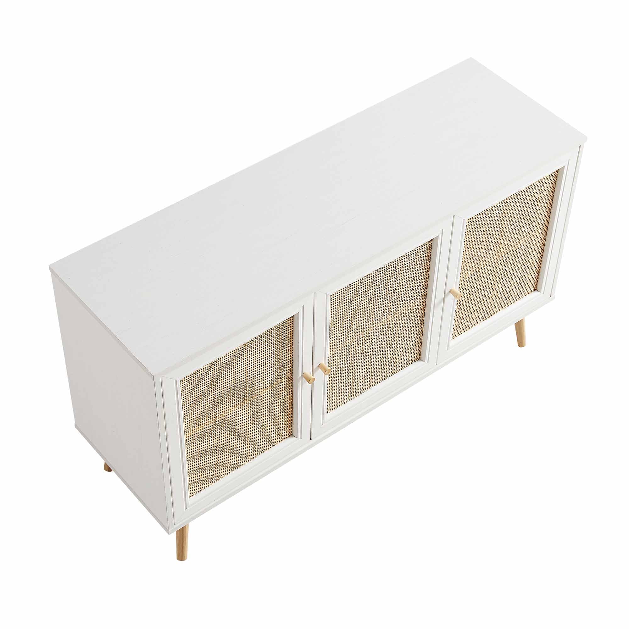 Frances Woven Rattan 3-Door Sideboard, White - Image 7