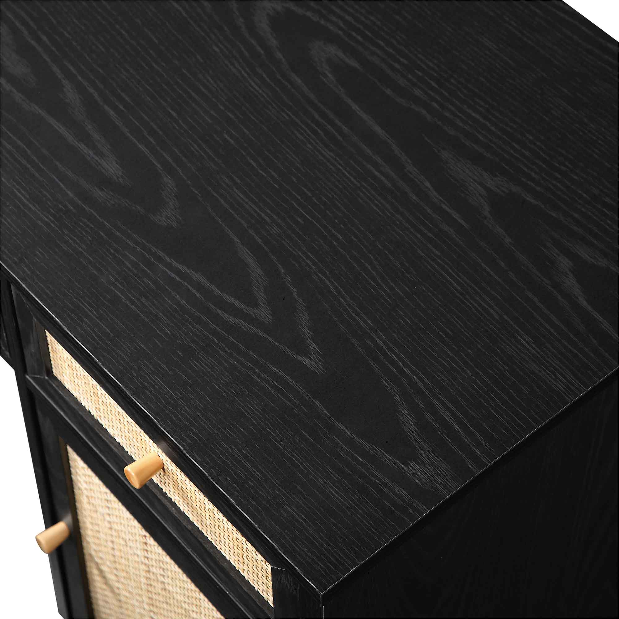 Frances Woven Rattan 3-Drawer Desk, Black - Image 15