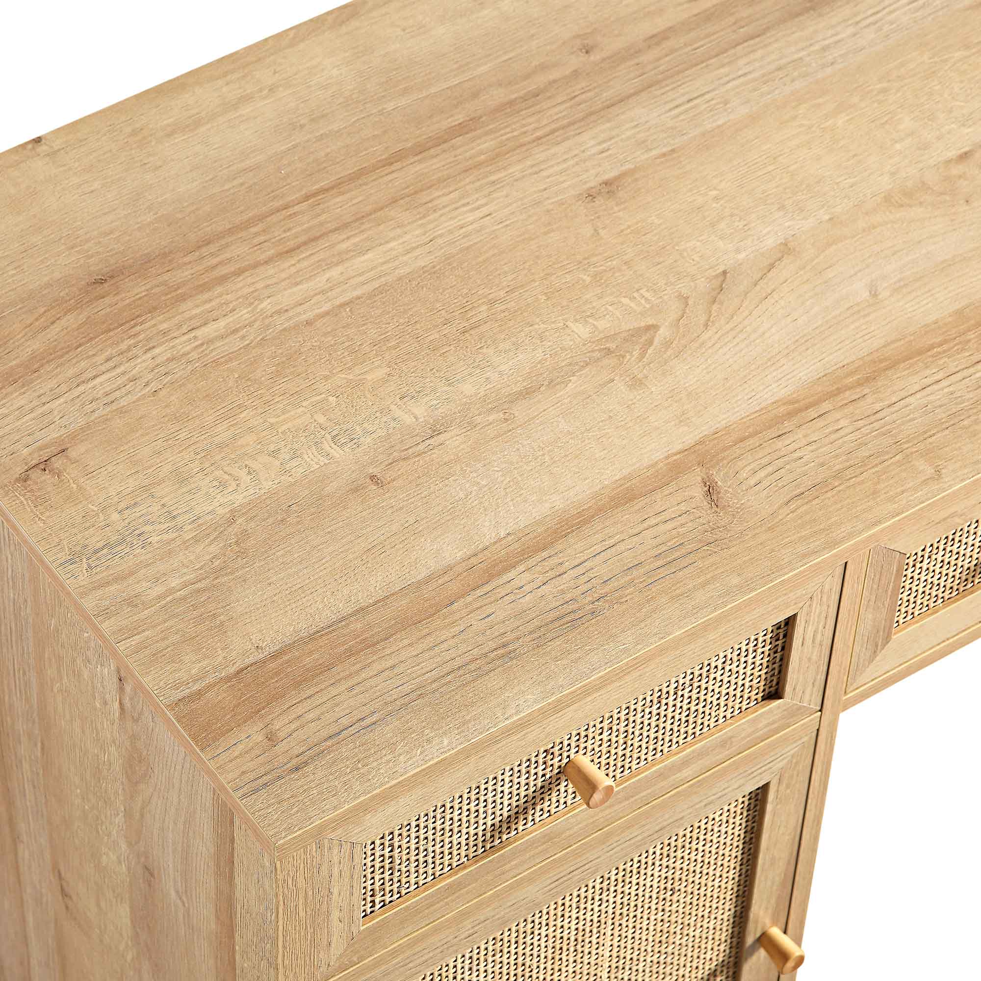 Frances Woven Rattan 3-Drawer Desk, Natural - Image 15