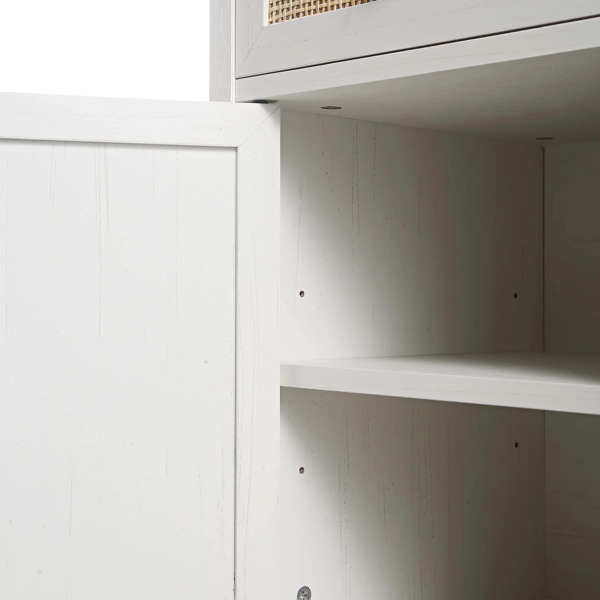 Frances Woven Rattan 3-Drawer Desk, White - Image 13