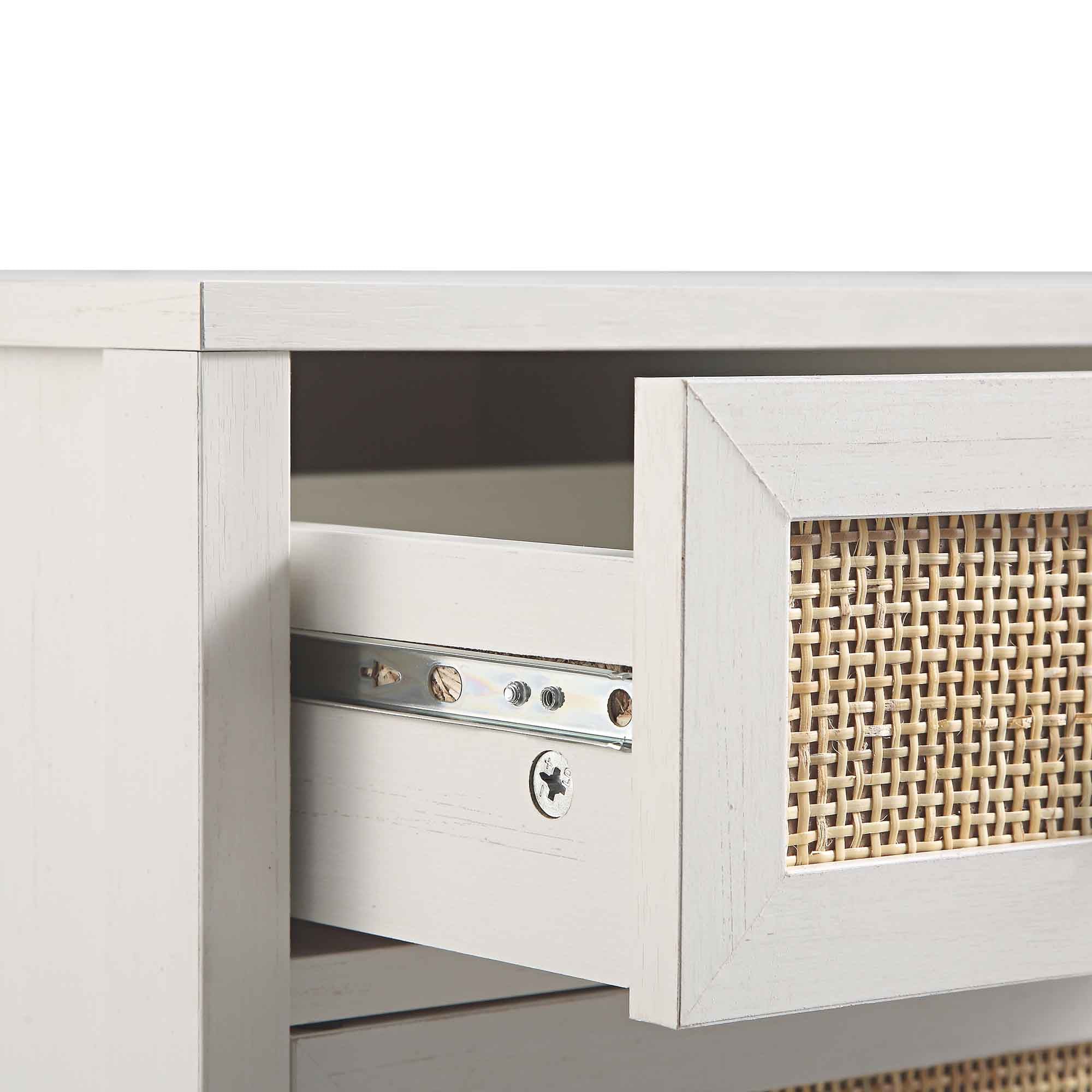 Frances Woven Rattan 3-Drawer Desk, White - Image 14