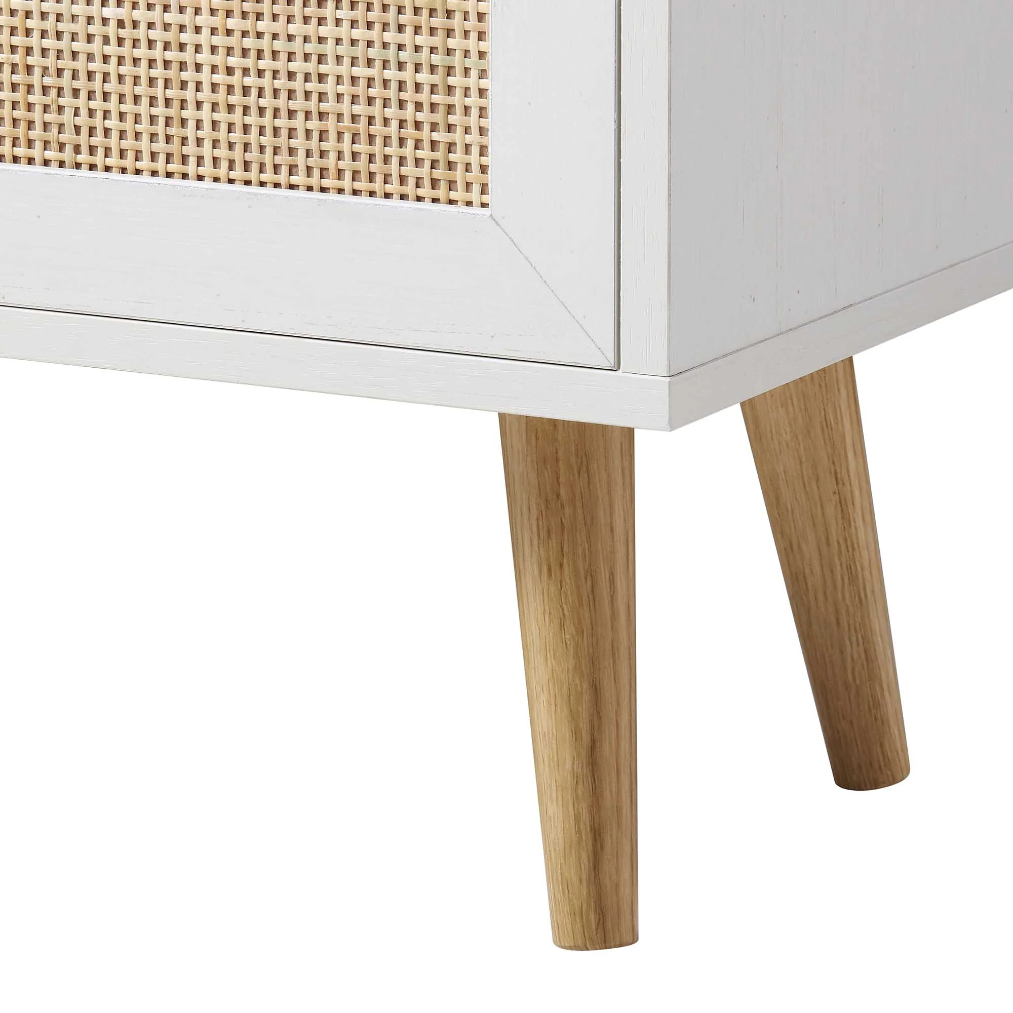 Frances Woven Rattan Bookcase with Doors, White - Image 11