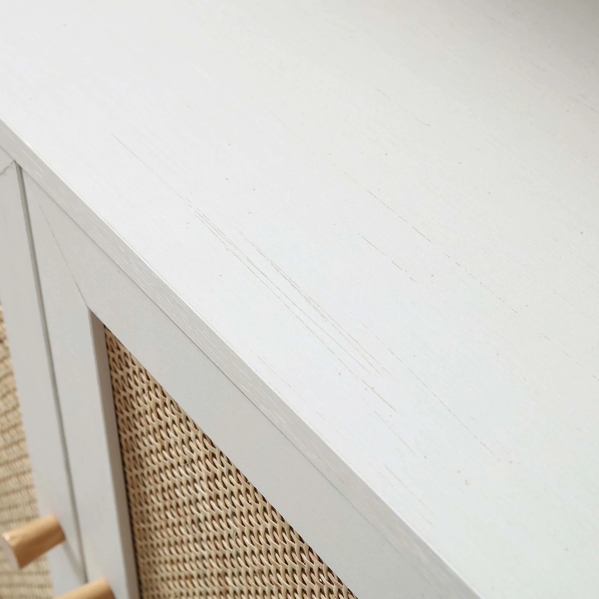 Frances Woven Rattan Bookcase with Doors, White - Image 13