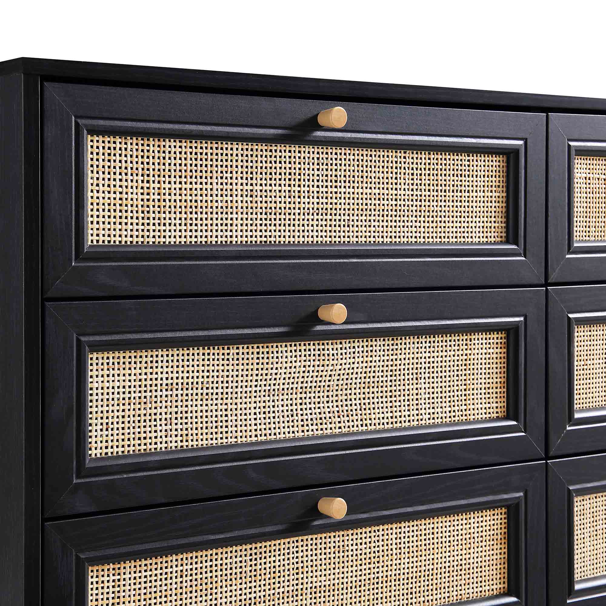 Frances Woven Rattan Chest of 6 Drawers, Black - Image 8