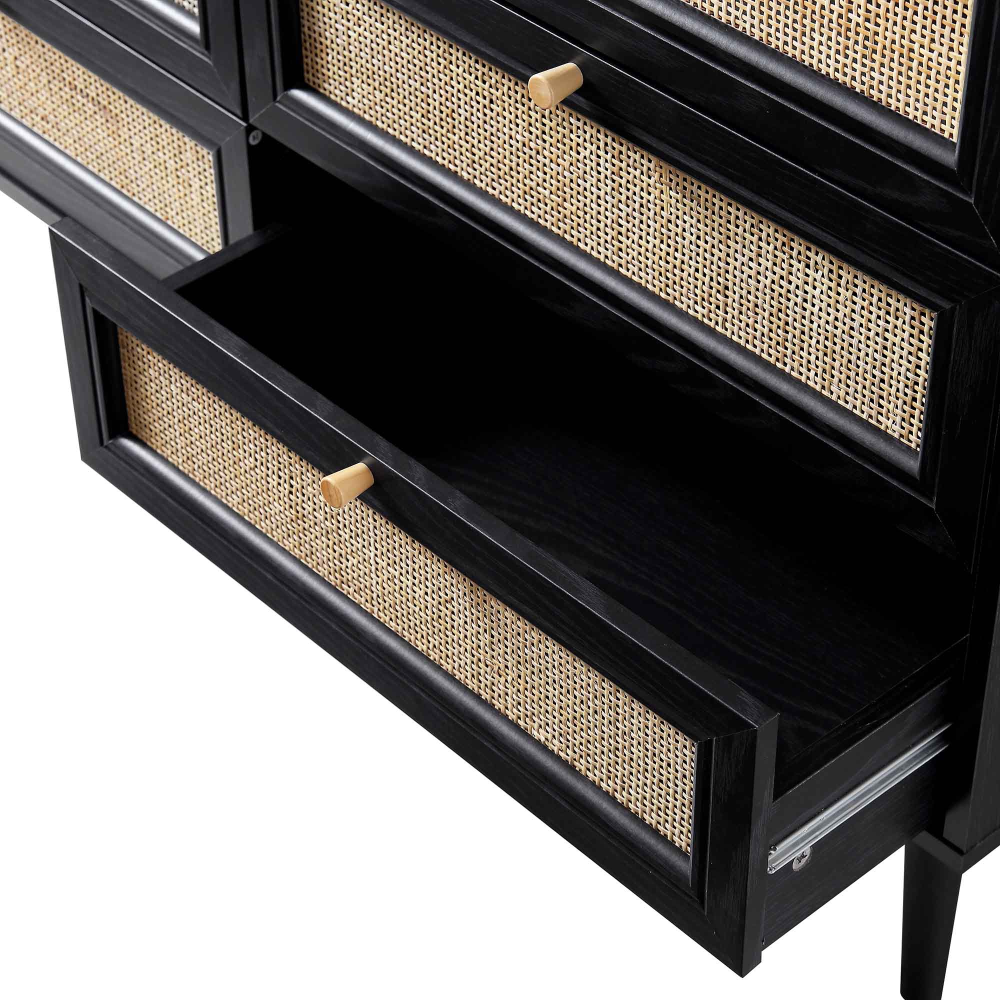 Frances Woven Rattan Chest of 6 Drawers, Black - Image 9