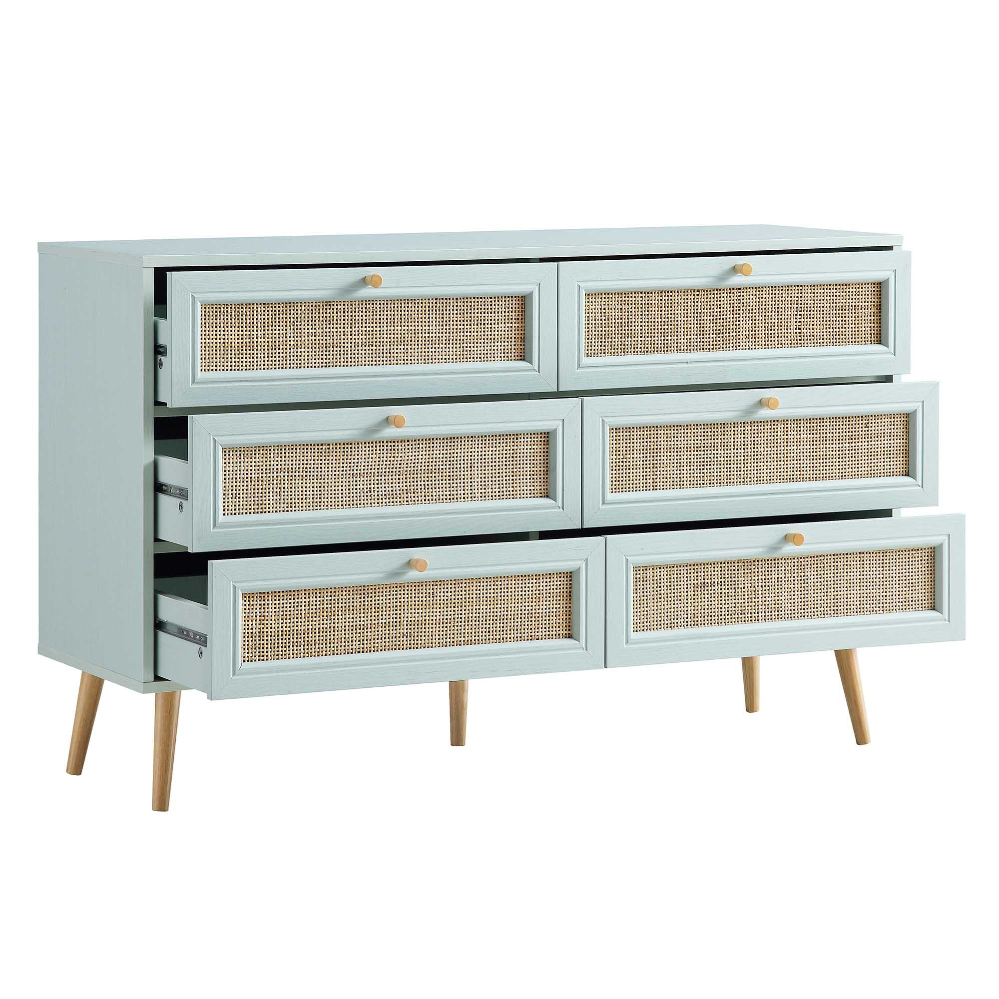 Frances Woven Rattan Chest of 6 Drawers, Mint - Image 6