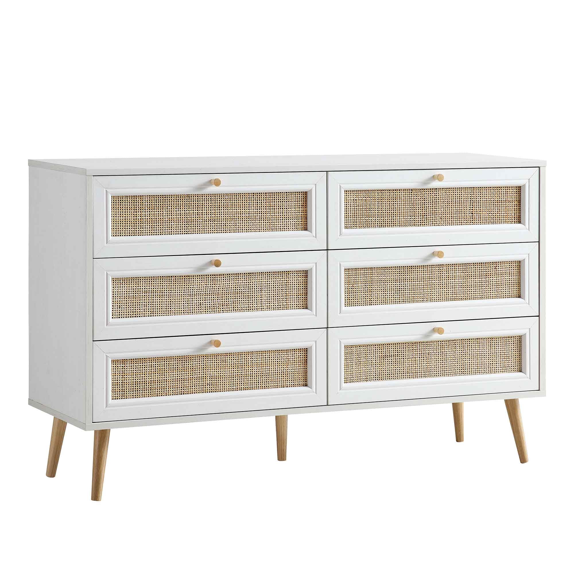 Frances Woven Rattan Chest of 6 Drawers, White - Image 4
