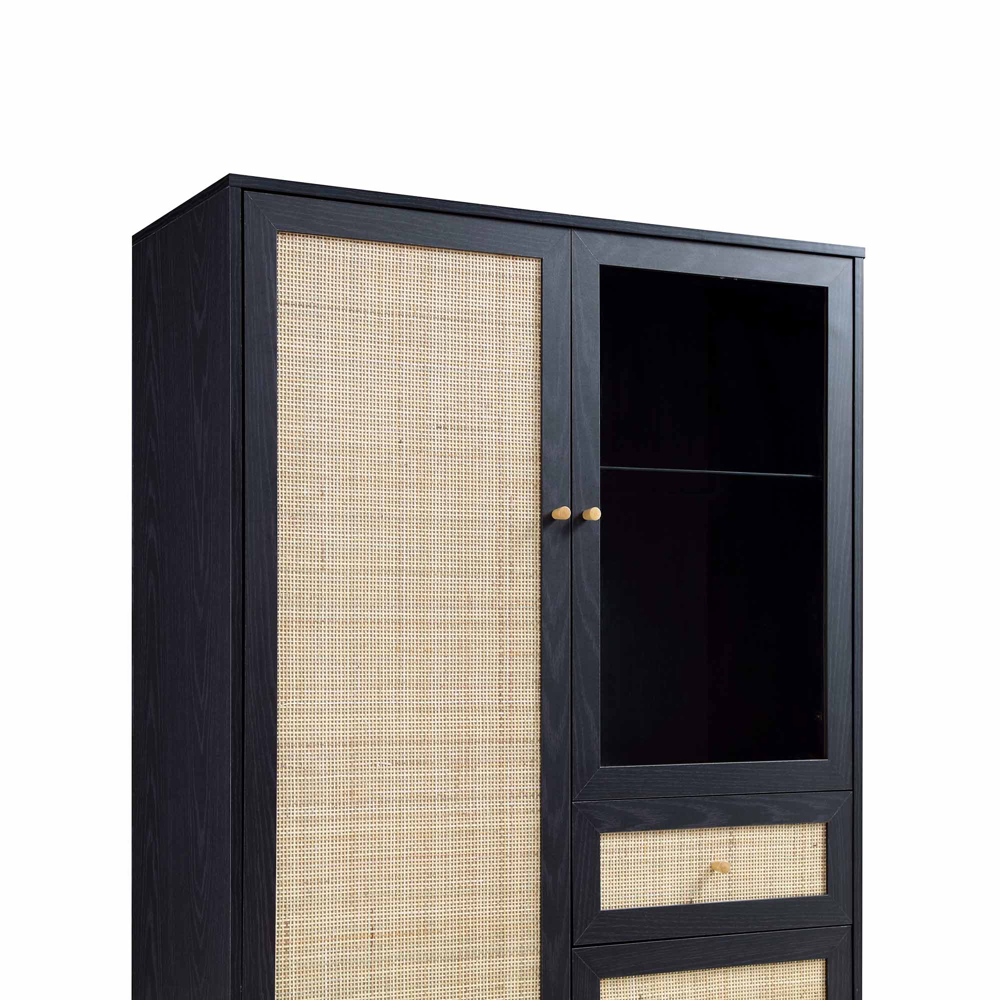 Frances Woven Rattan Display Cabinet, Black - Image 9