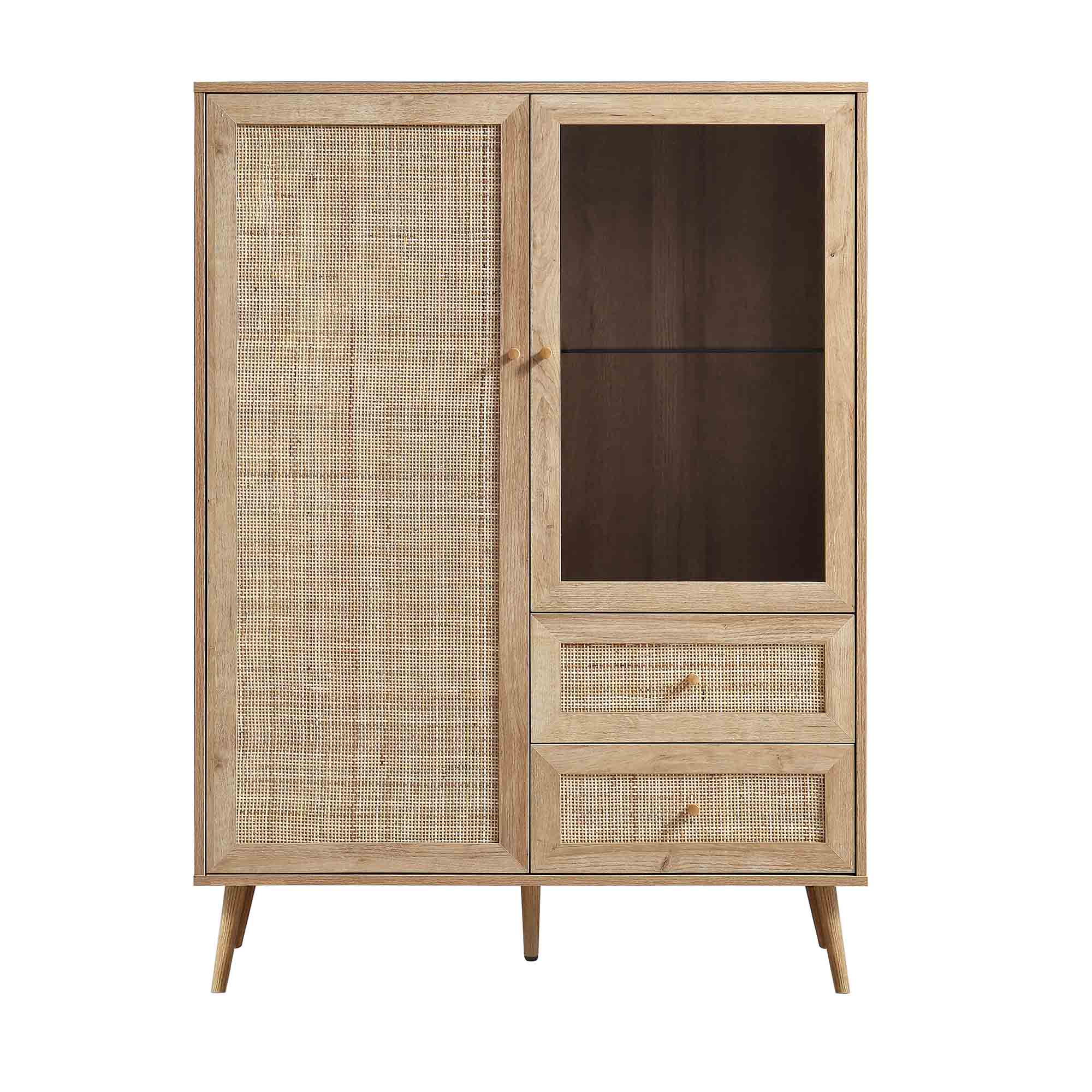 Frances Woven Rattan Display Cabinet, Natural - Image 3