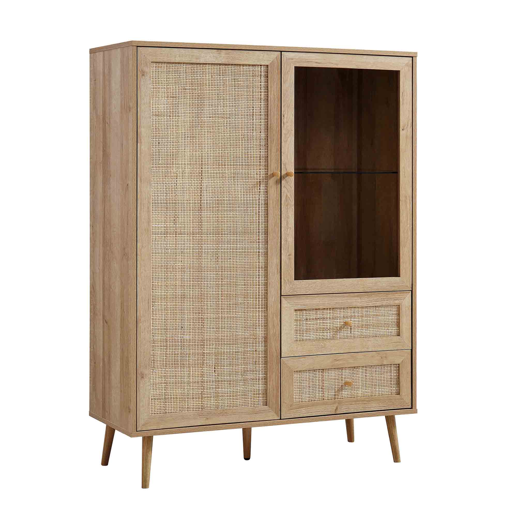 Frances Woven Rattan Display Cabinet, Natural - Image 4