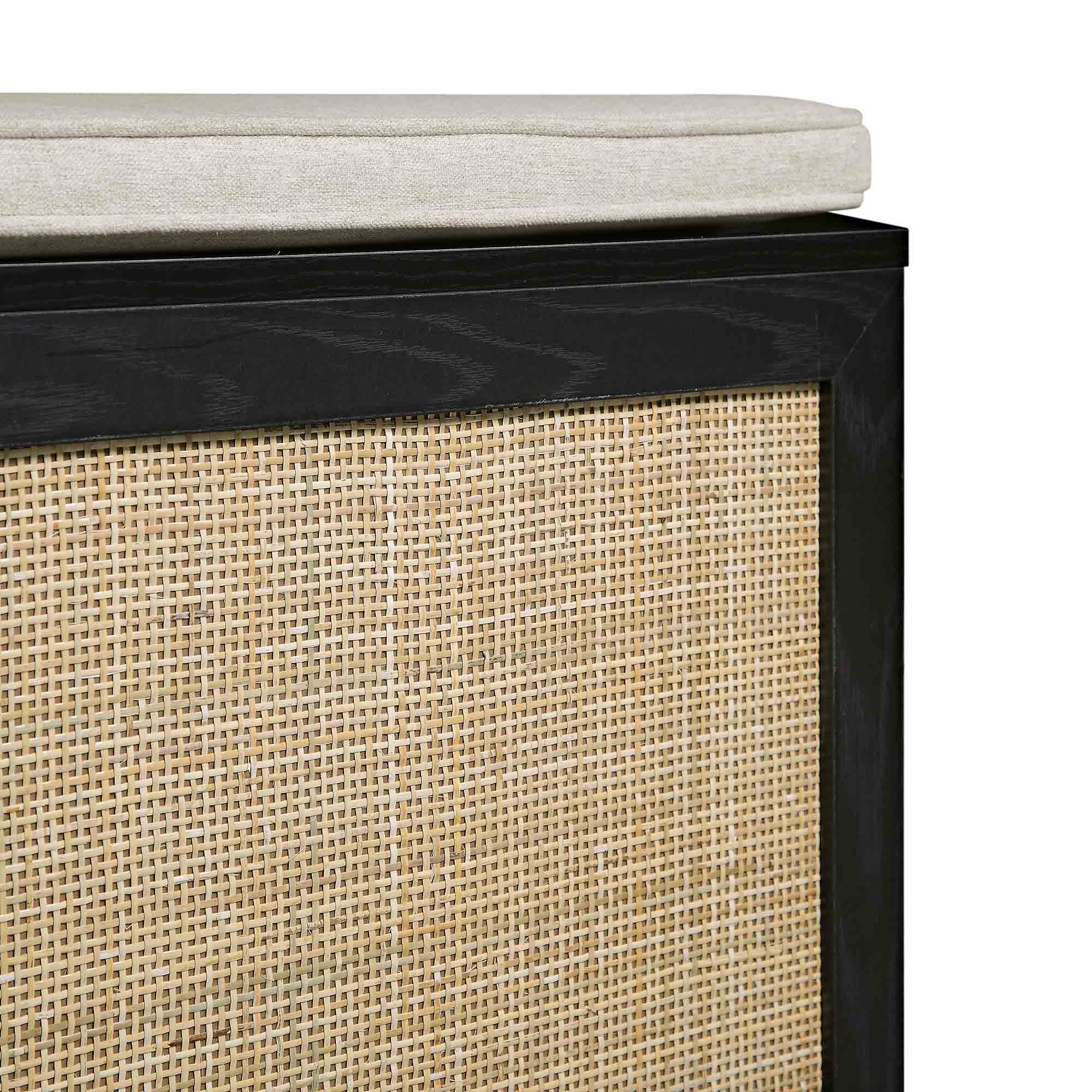 Frances Woven Rattan Double Storage Stool with Cushion, Black - Image 11