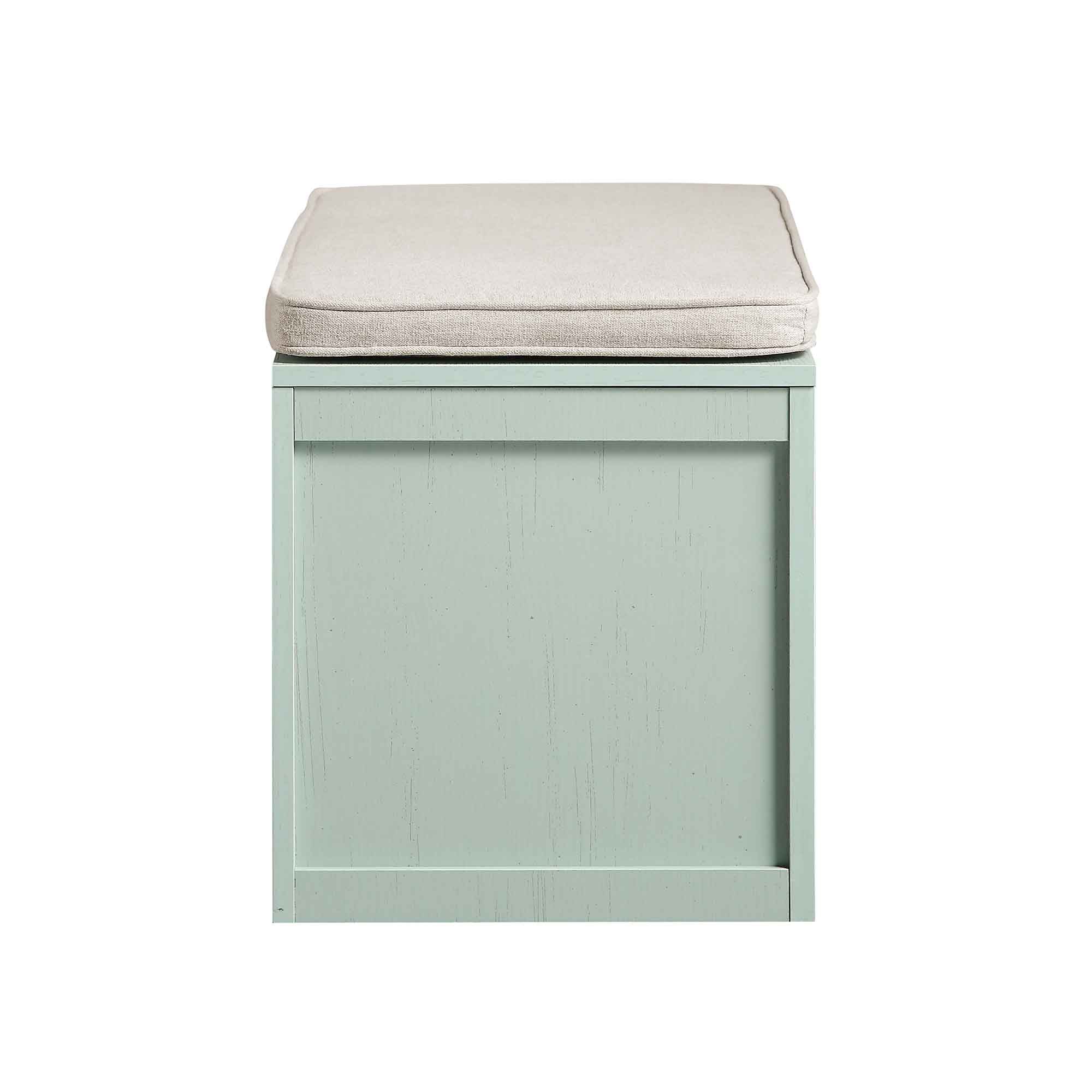 Frances Woven Rattan Double Storage Stool with Cushion, Mint - Image 9
