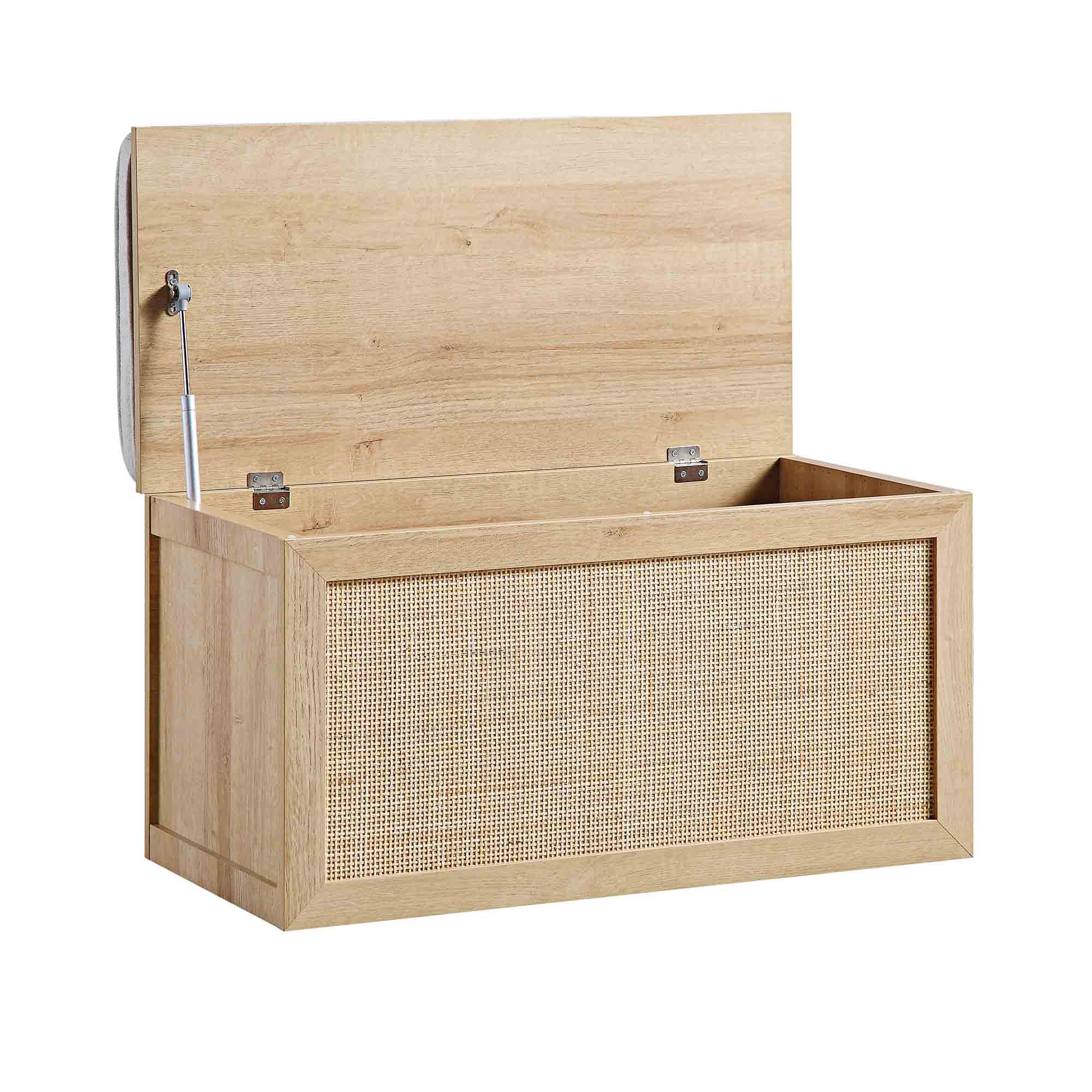 Frances Woven Rattan Double Storage Stool with Cushion, Natural - Image 7
