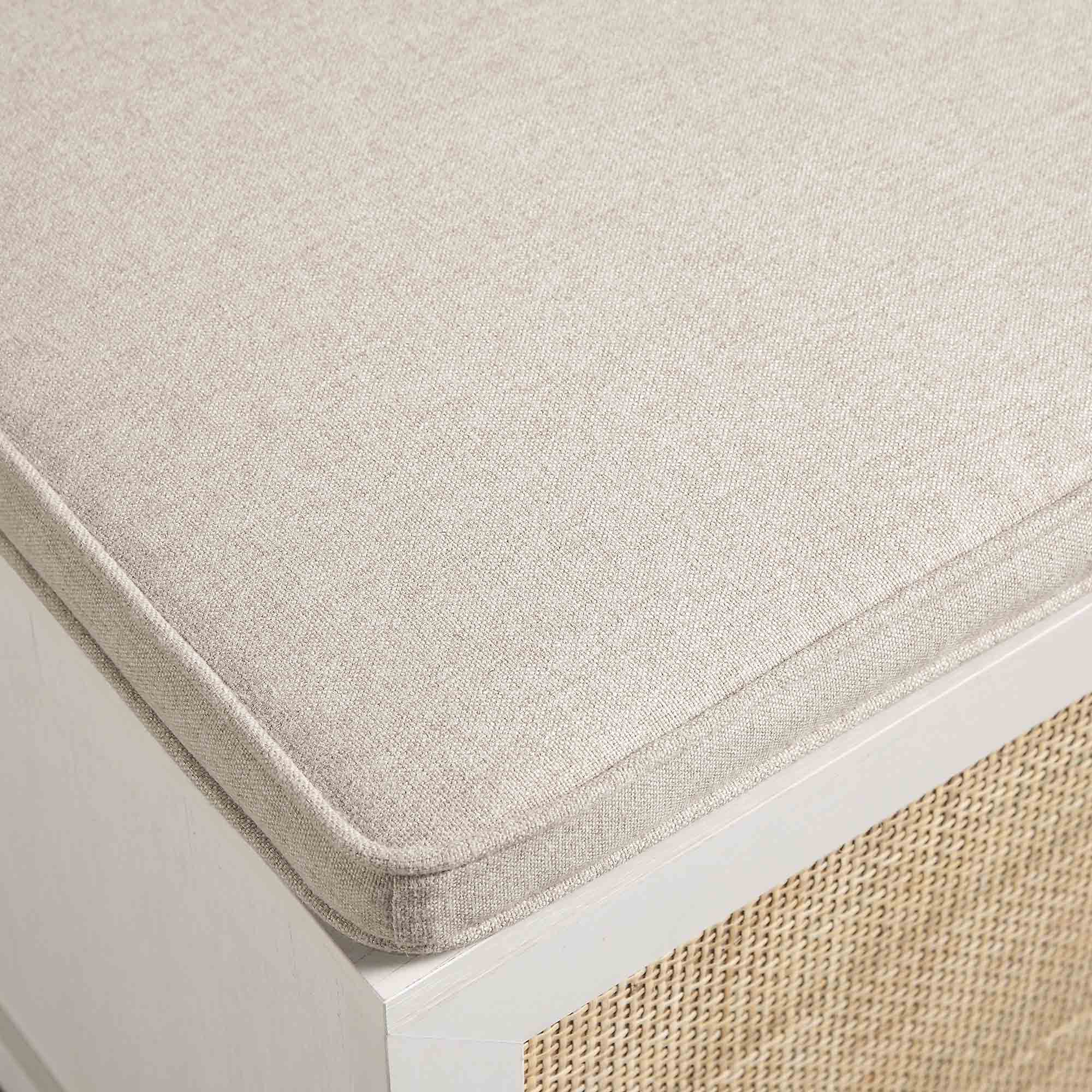 Frances Woven Rattan Double Storage Stool with Cushion, White - Image 13