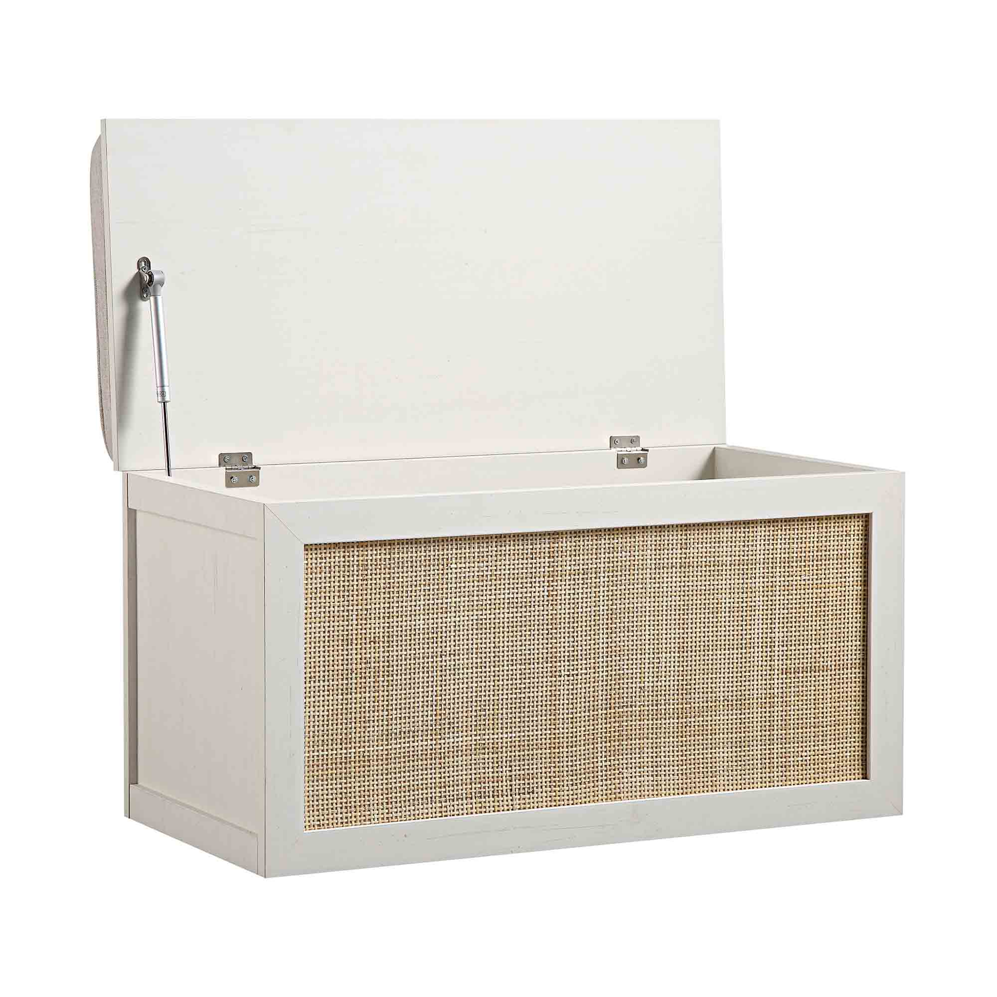 Frances Woven Rattan Double Storage Stool with Cushion, White - Image 7