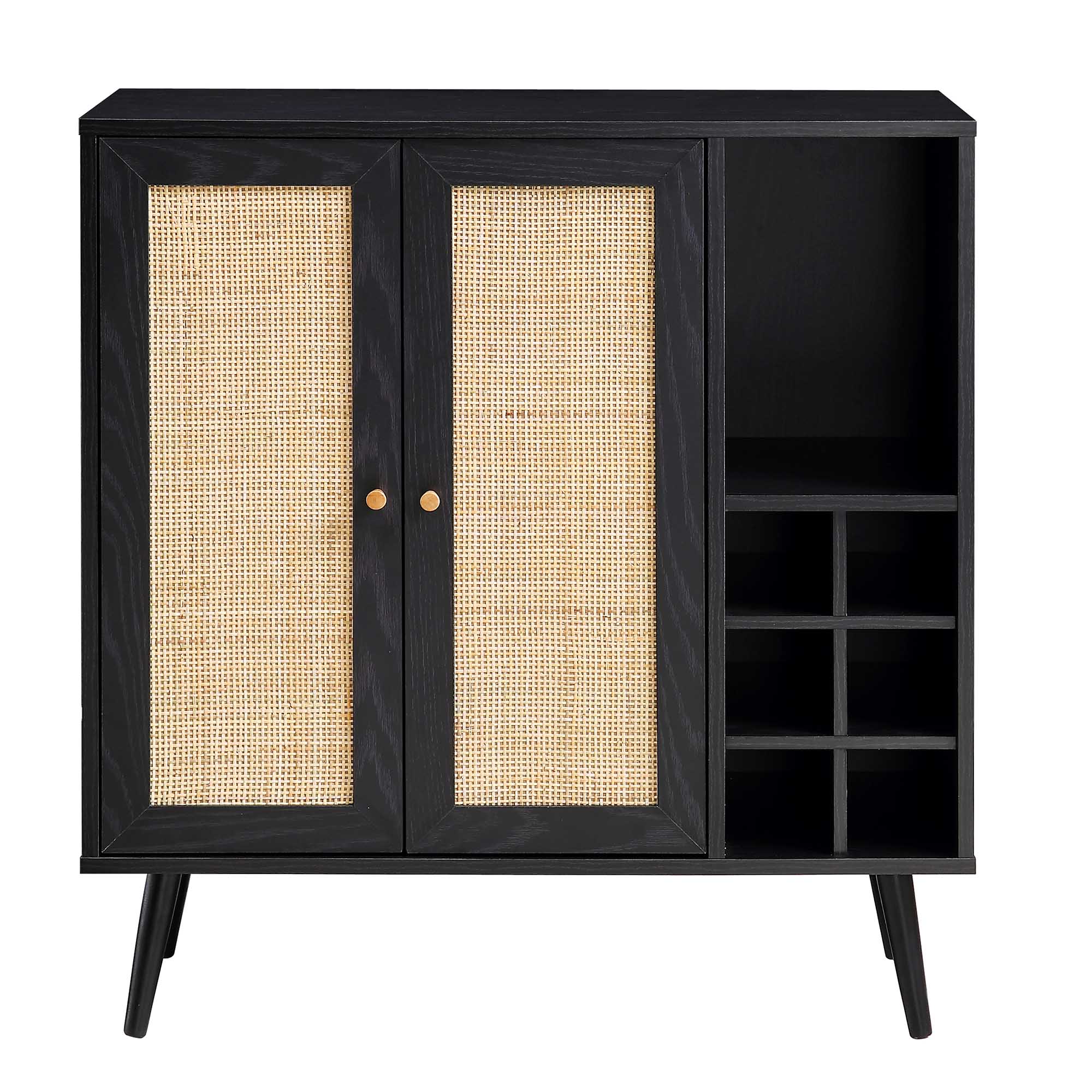 Frances Woven Rattan Drinks Cabinet, Black - Image 3