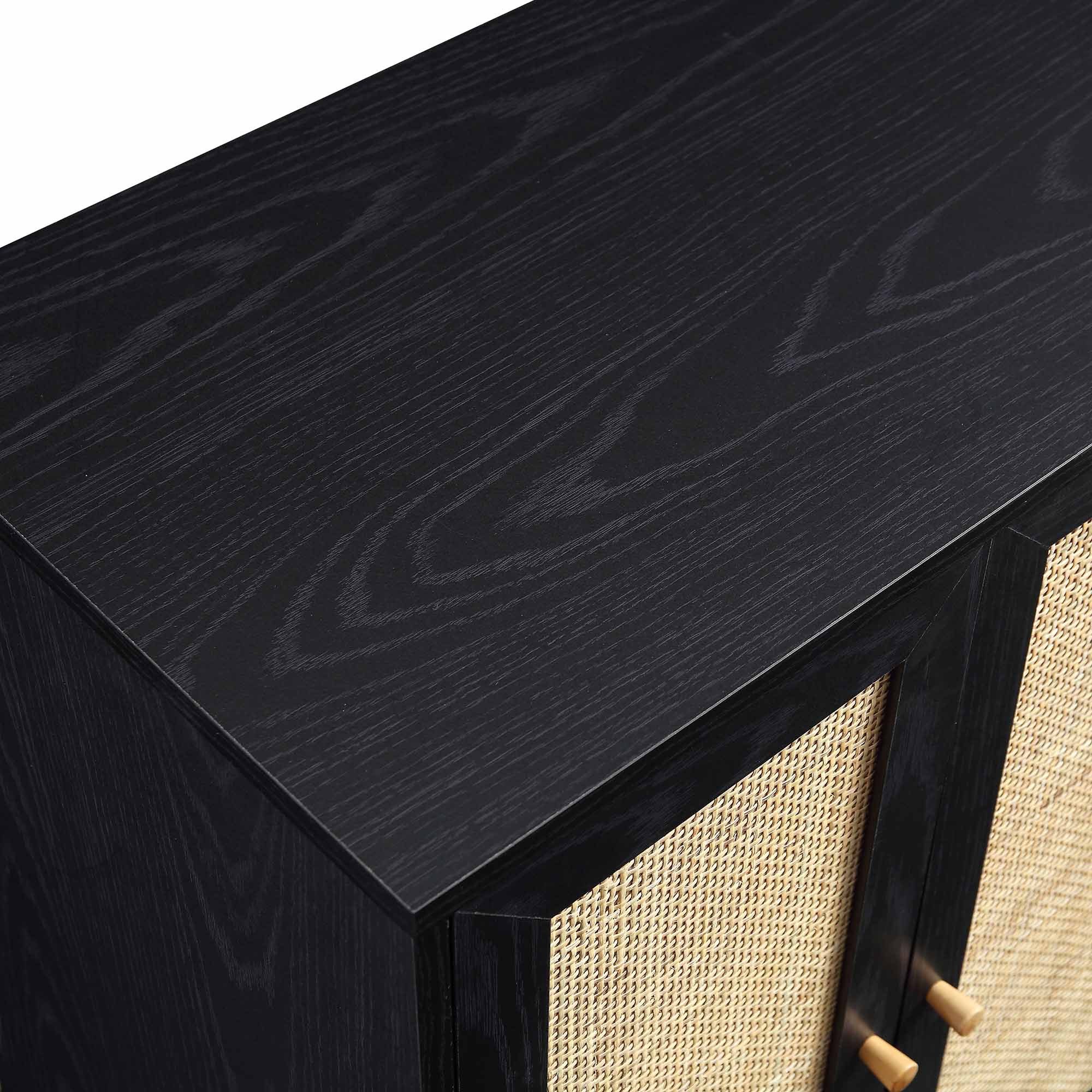 Frances Woven Rattan Drinks Cabinet, Black - Image 8