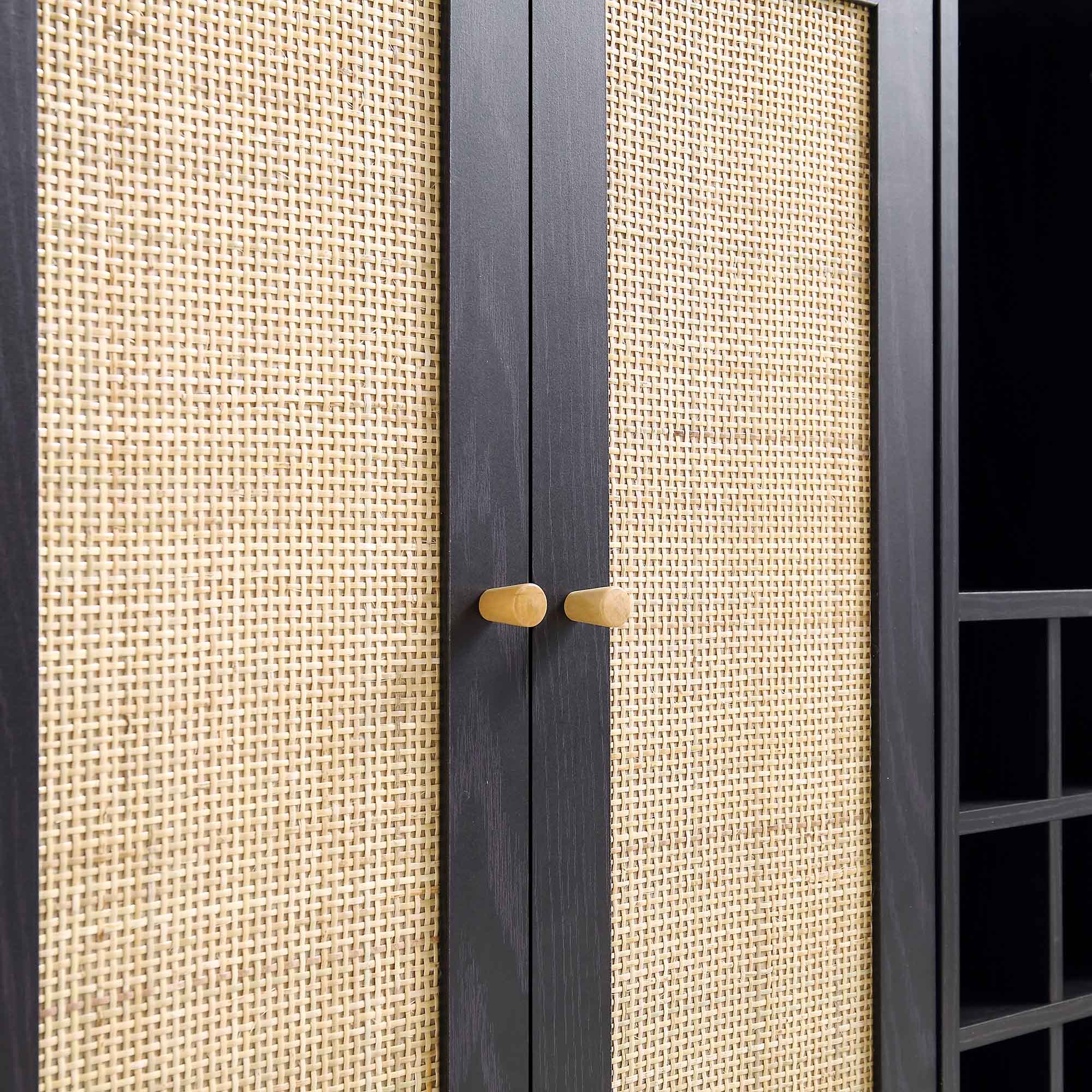 Frances Woven Rattan Drinks Cabinet, Black - Image 9