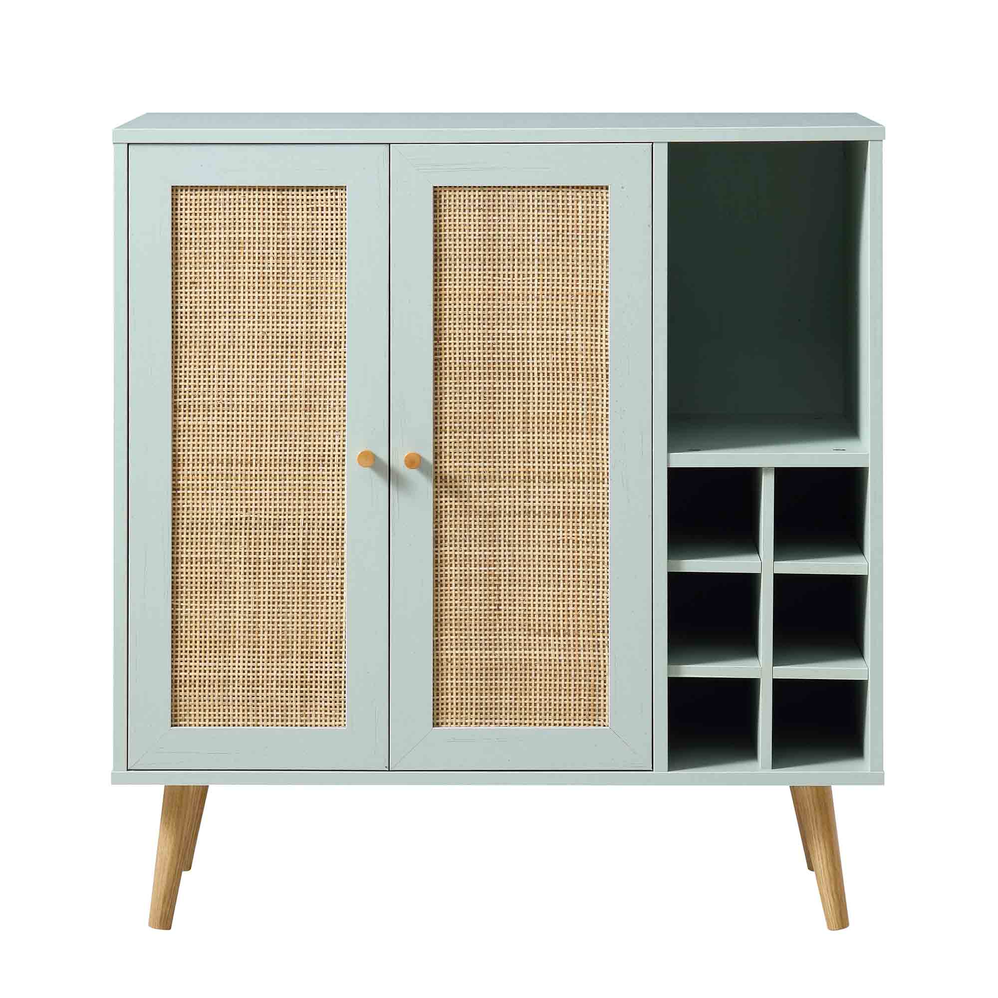Frances Woven Rattan Drinks Cabinet, Mint - Image 3