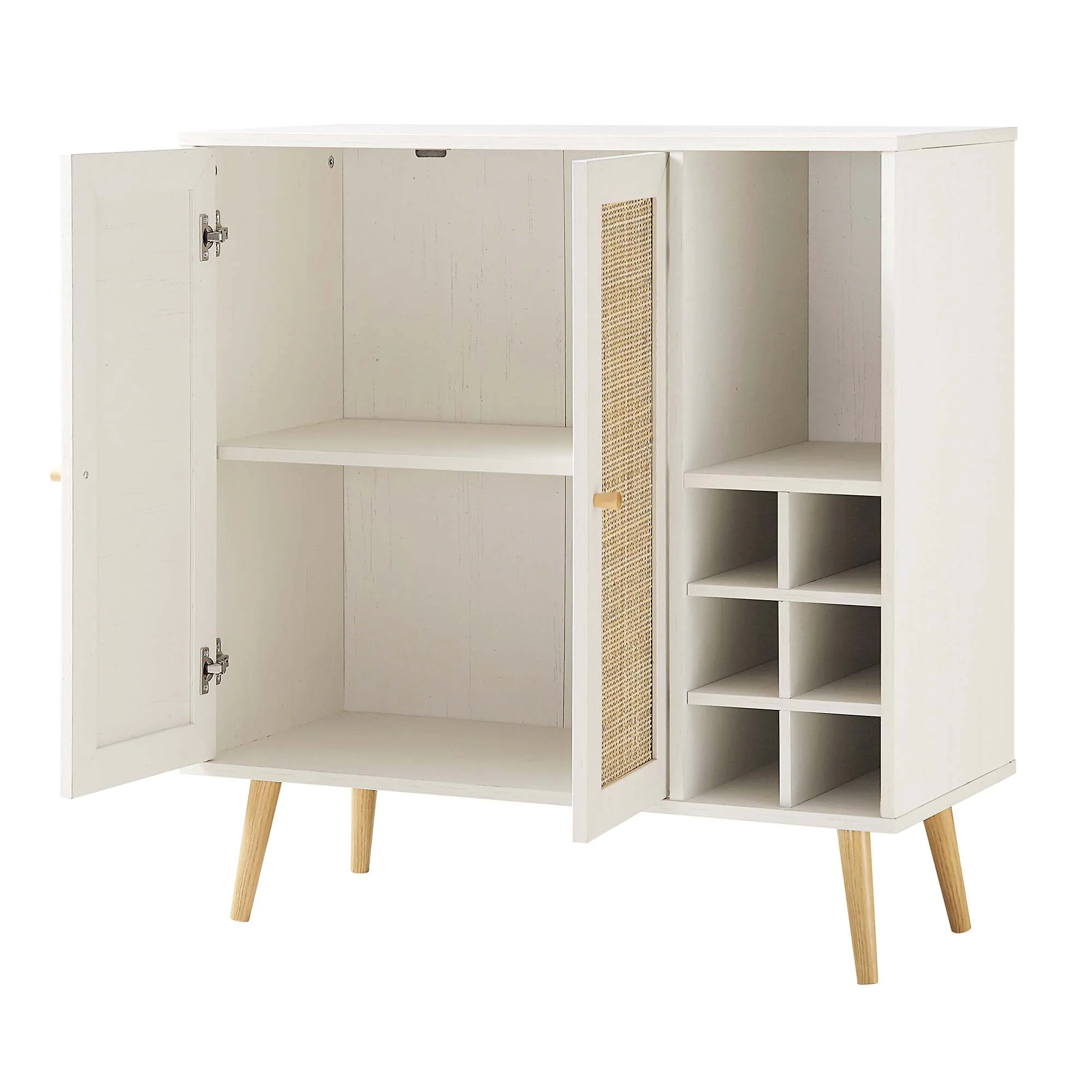 Frances Woven Rattan Drinks Cabinet, White - Image 6