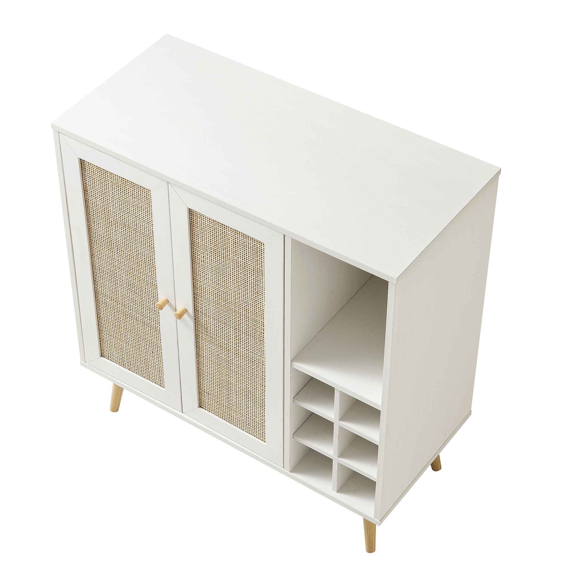 Frances Woven Rattan Drinks Cabinet, White - Image 7